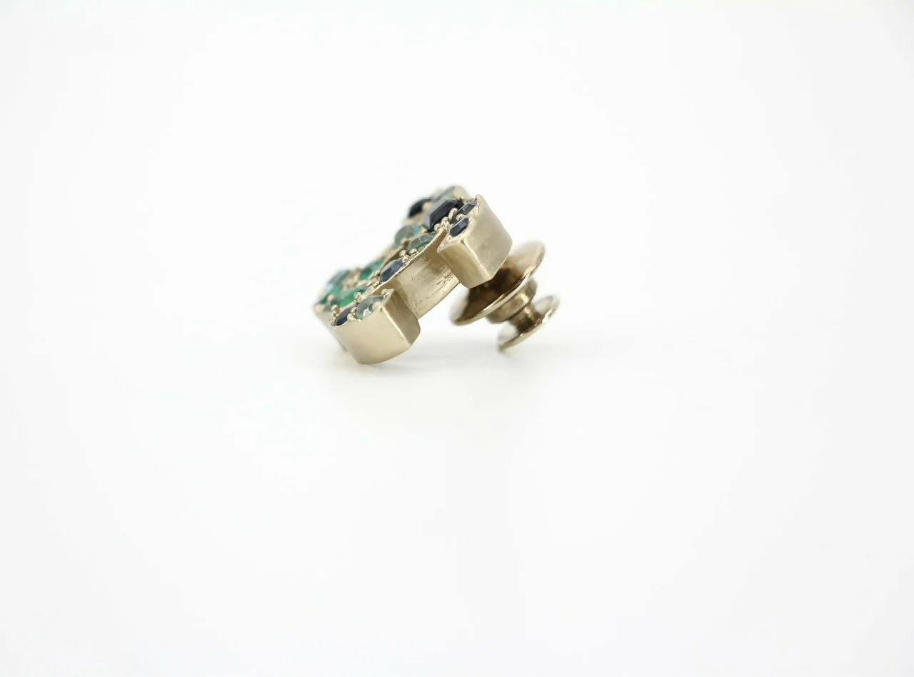 Chanel Vintage 07A Gripoix Blue Black & Green Pebble Brooch - Image 6