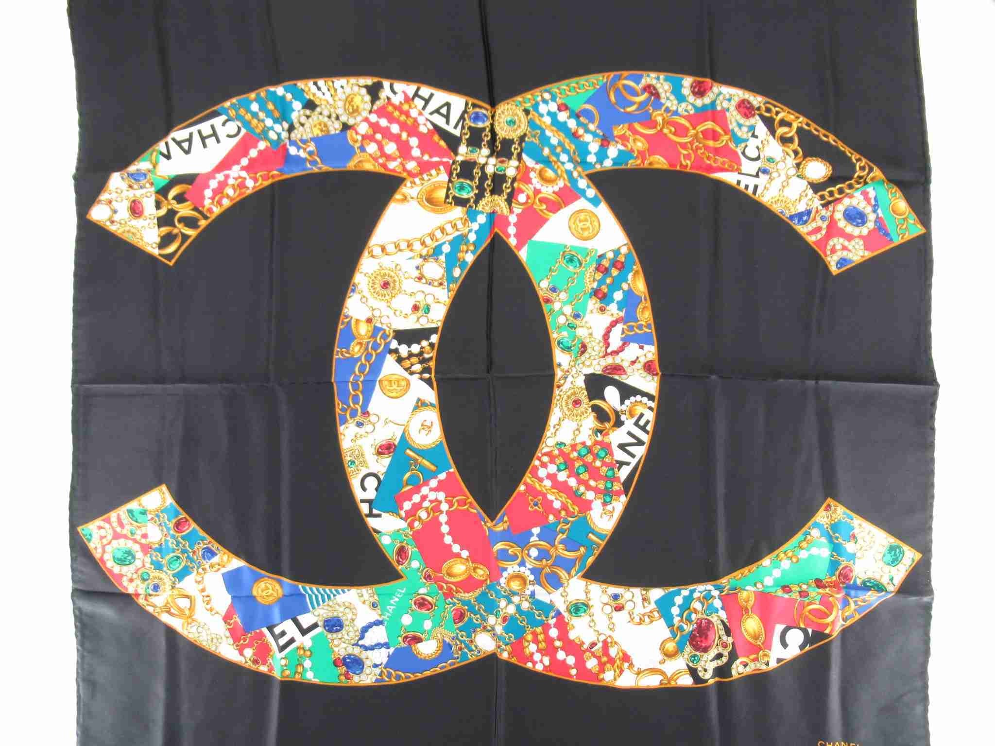 Chanel Vintage 100 Silk Hand-Rolled Silk Scarf