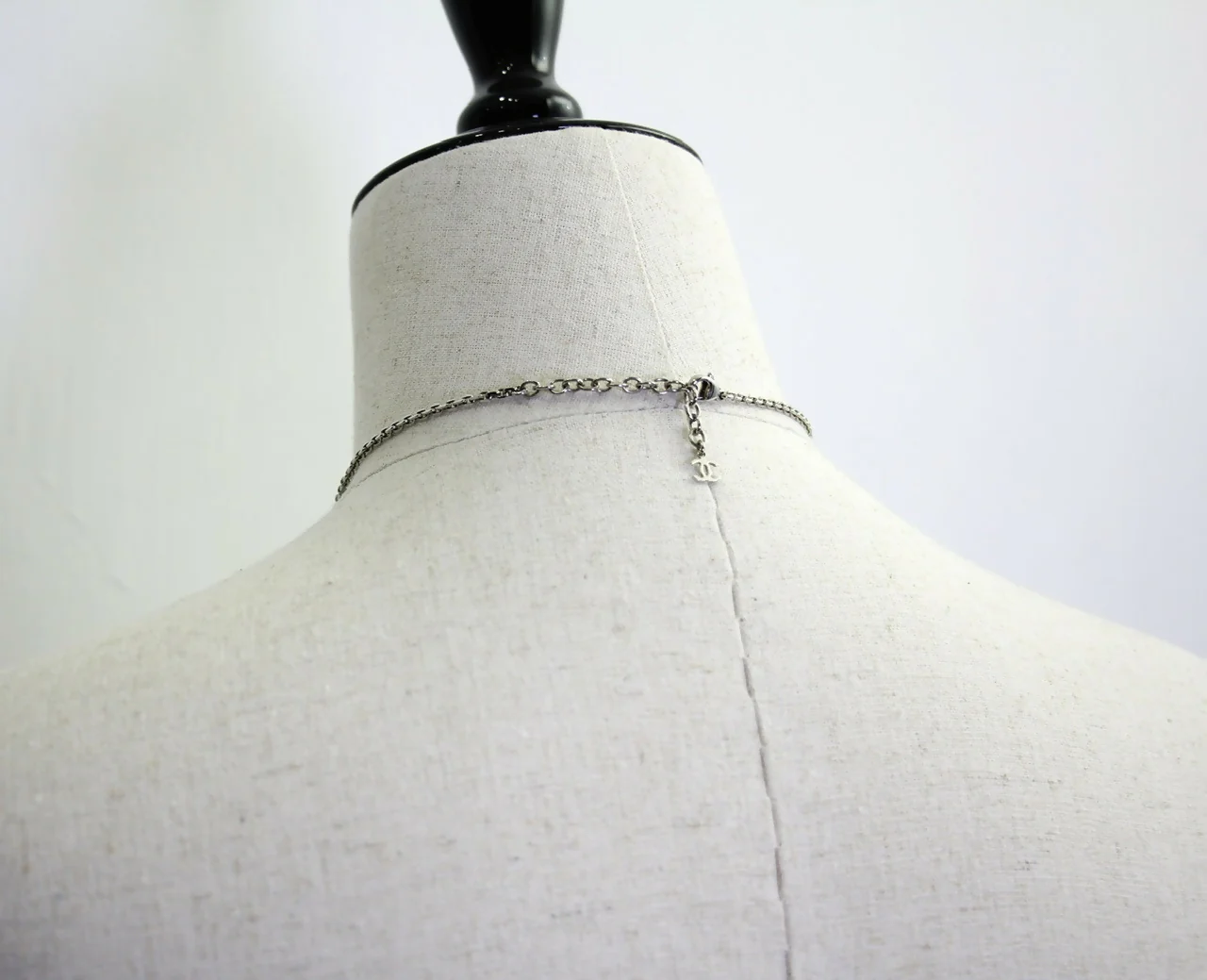 Chanel Vintage 10A Resin Transparent Square Black CC Pendant Necklace - Image 4