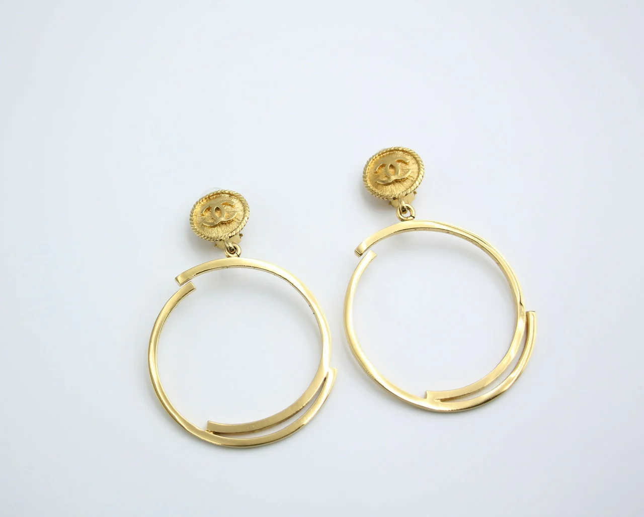 Chanel Vintage 1954-71 Gold-Plated Large Hoop Clip-on Earrings