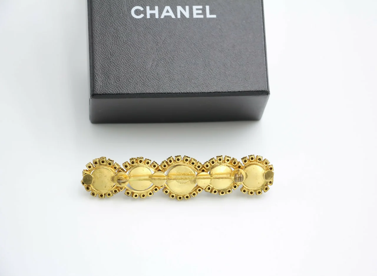 Chanel Vintage 1971-80 Rhinestone & Imitation Pearl Gray Hairpin - Image 3