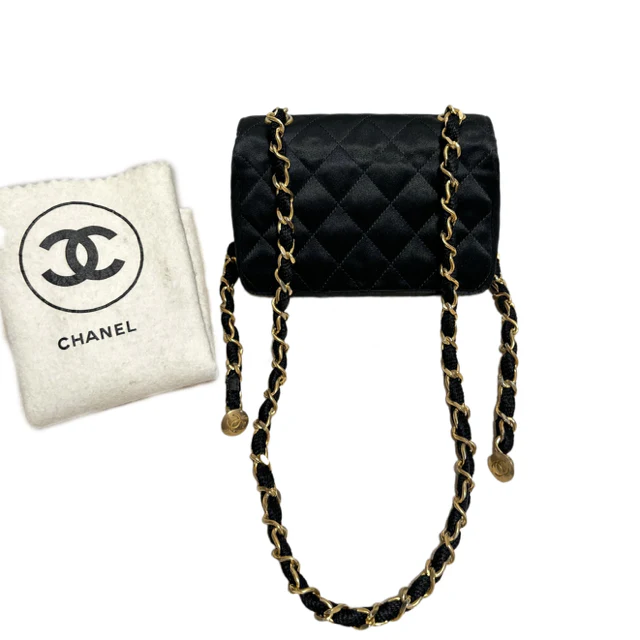 Chanel Vintage 1986 1988 Cf Black Gold Mini 14 Little Golden Bean Handbag - Image 2