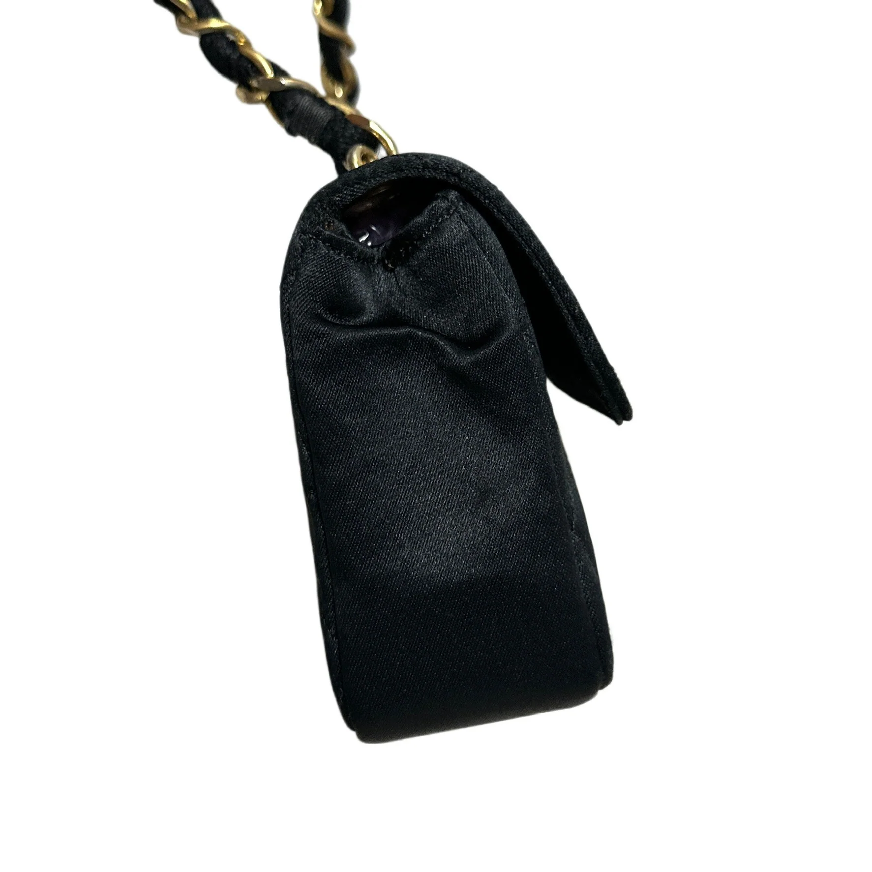Chanel Vintage 1986 1988 Cf Black Gold Mini 14 Little Golden Bean Handbag - Image 3