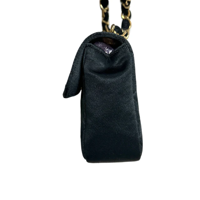 Chanel Vintage 1986 1988 Cf Black Gold Mini 14 Little Golden Bean Handbag - Image 4