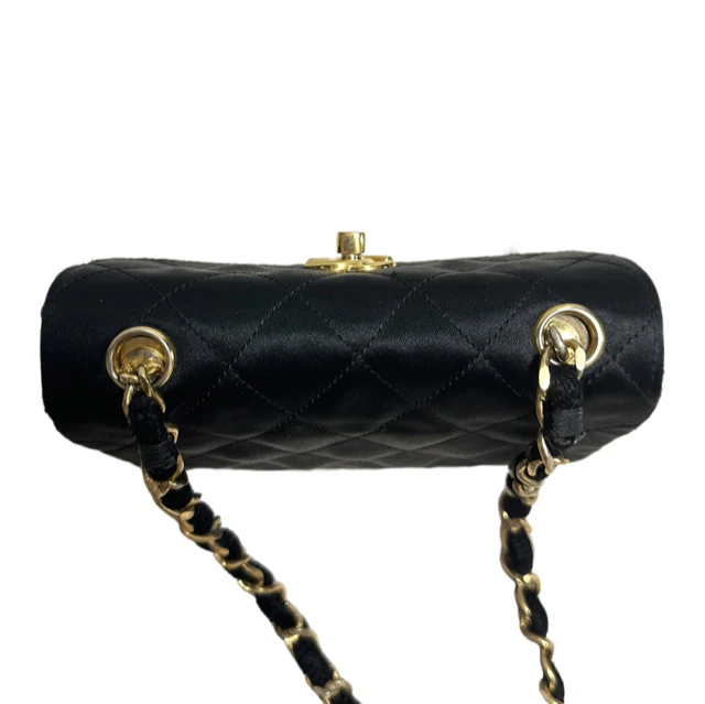 Chanel Vintage 1986 1988 Cf Black Gold Mini 14 Little Golden Bean Handbag - Image 5