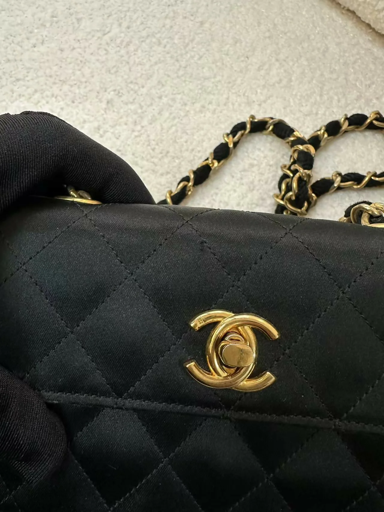 Chanel Vintage (1986-88) Classic Mini Satin Bag - Image 4