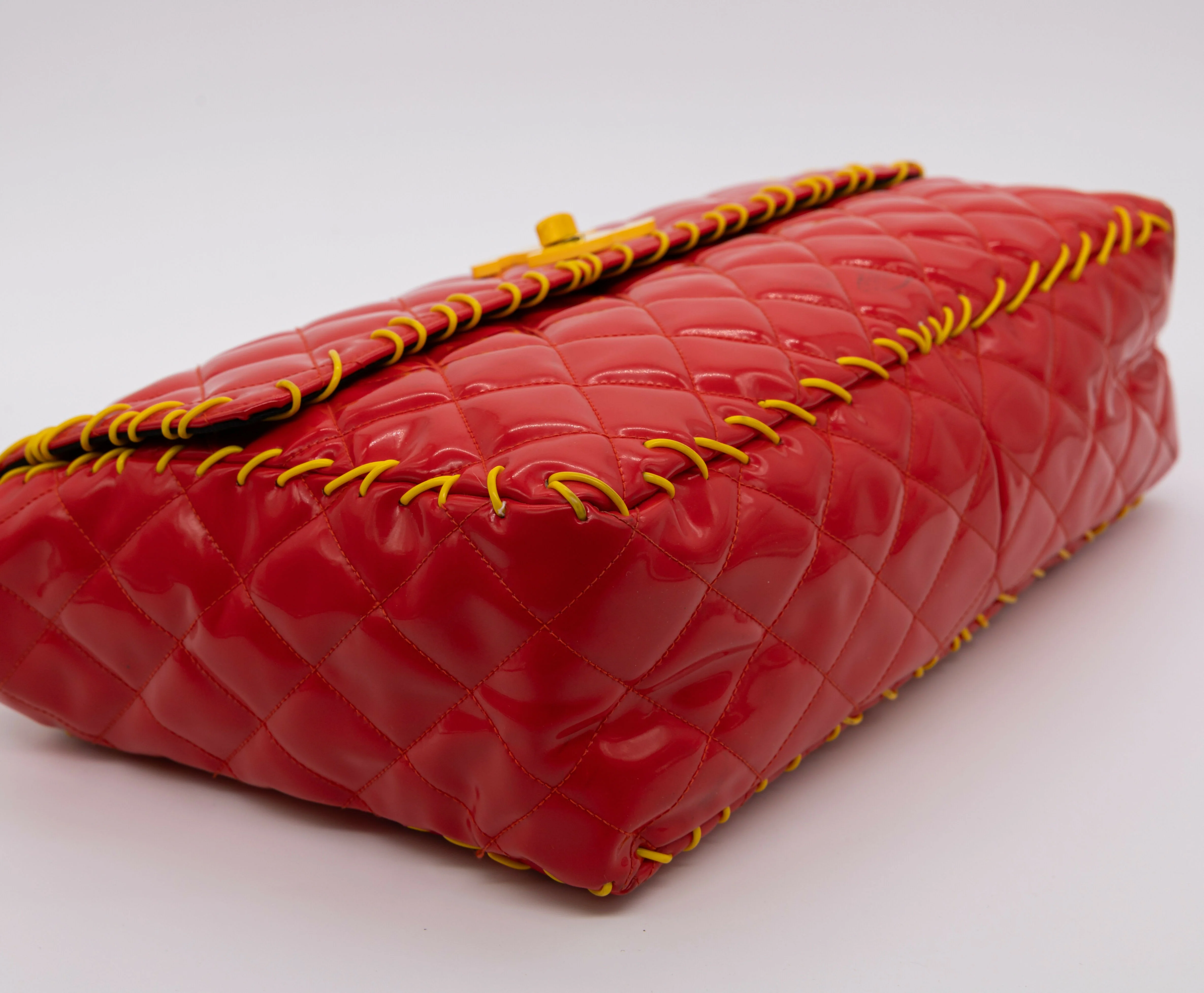 Chanel Vintage 1994 Fall/Winter Red Vinyl Maxi Flap Bag - Image 9
