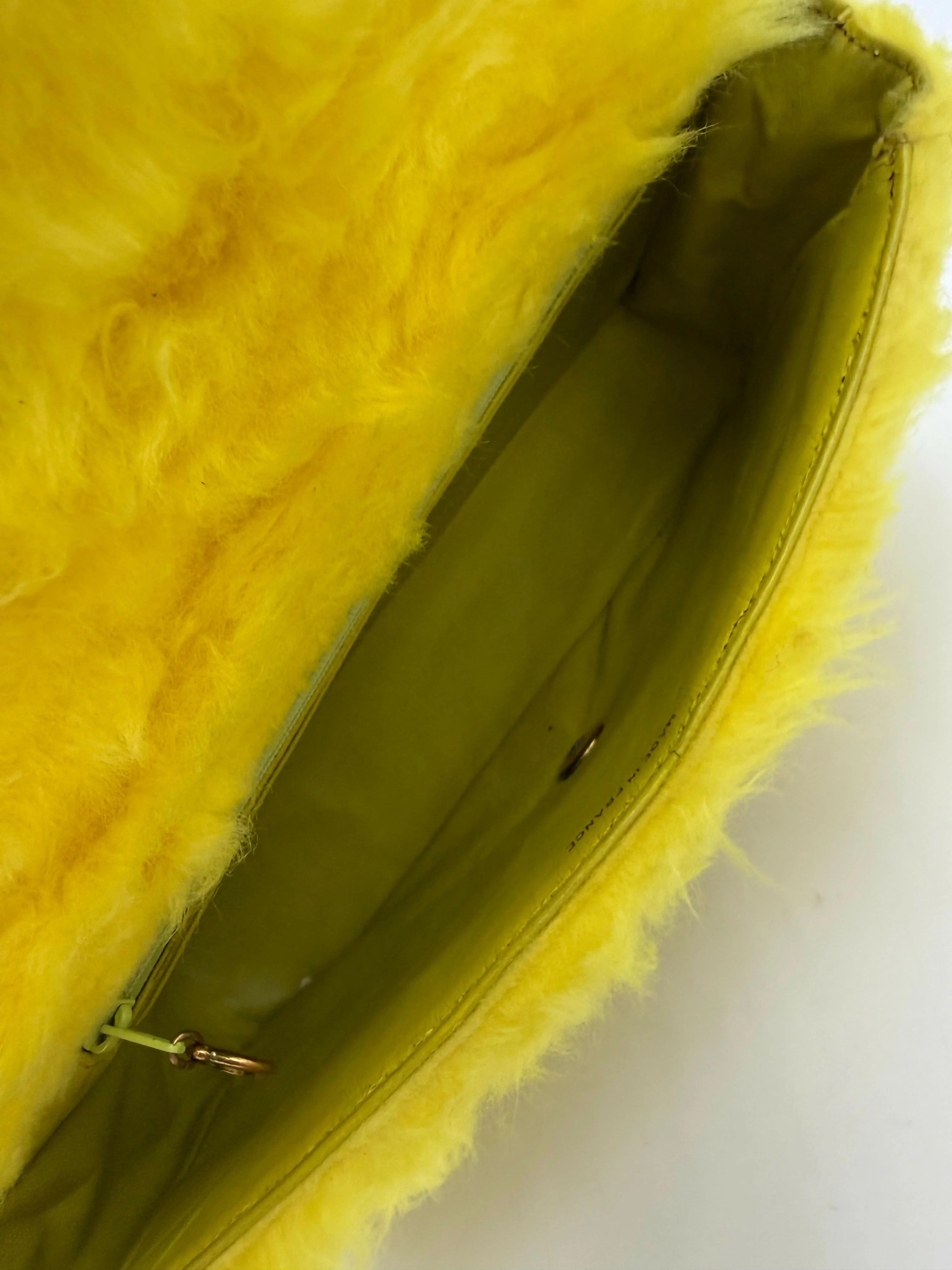 Chanel Vintage 1994 Yellow Fur Top Handle Bag - Image 12