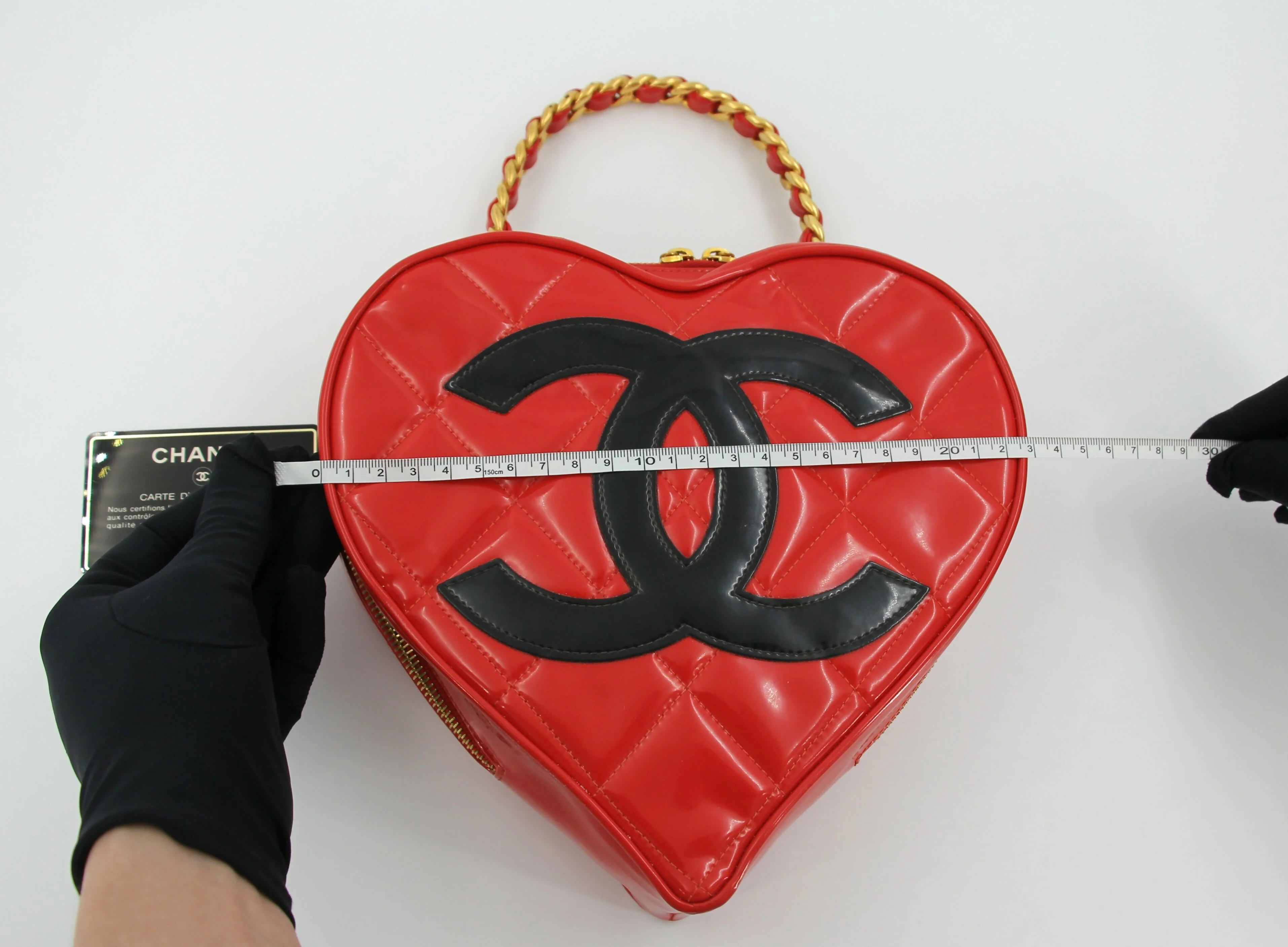 Chanel Vintage 1995 Leather Red Barbie Heart Vanity Handbag - Image 9