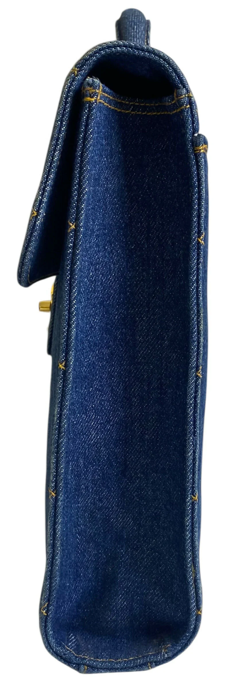 Chanel Vintage 1996 XL Blue Denim Quilted Jumbo Top Handle Briefcase Handbag - Image 6