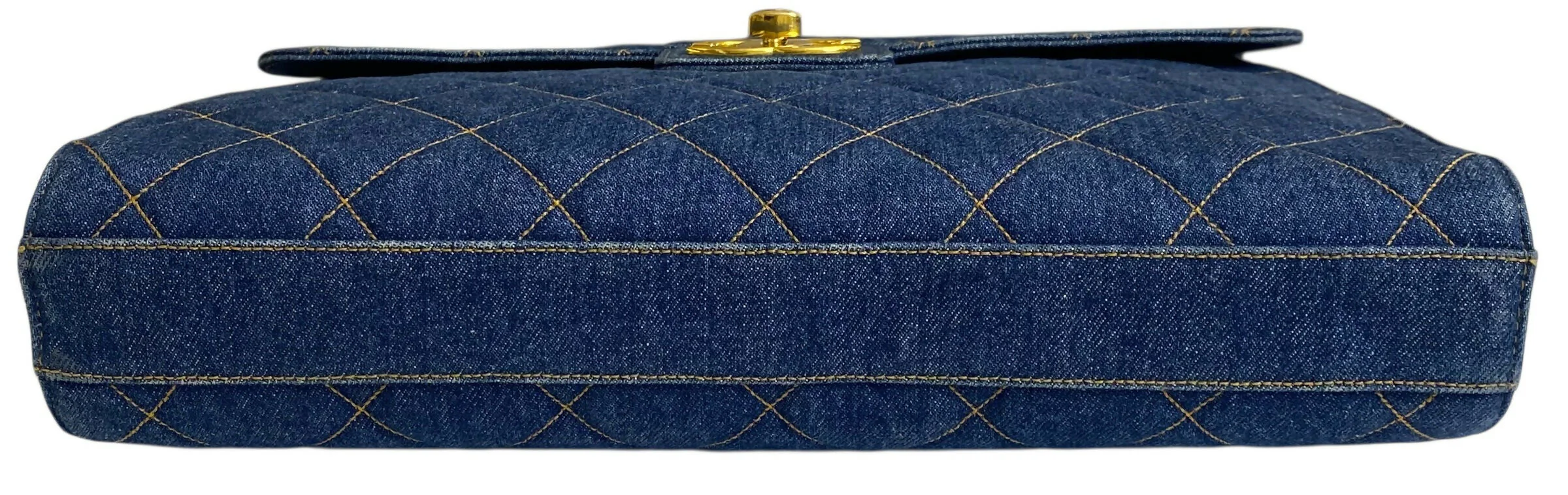 Chanel Vintage 1996 XL Blue Denim Quilted Jumbo Top Handle Briefcase Handbag - Image 7