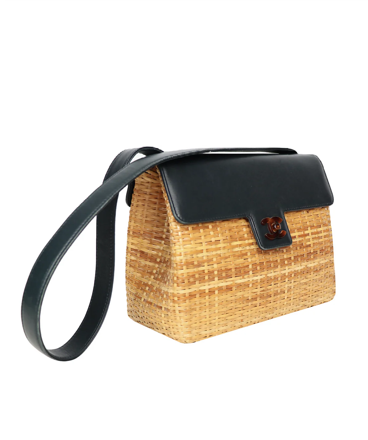 Chanel Vintage 1998 Calfskin Rattan Basket Flap Bag - Image 4