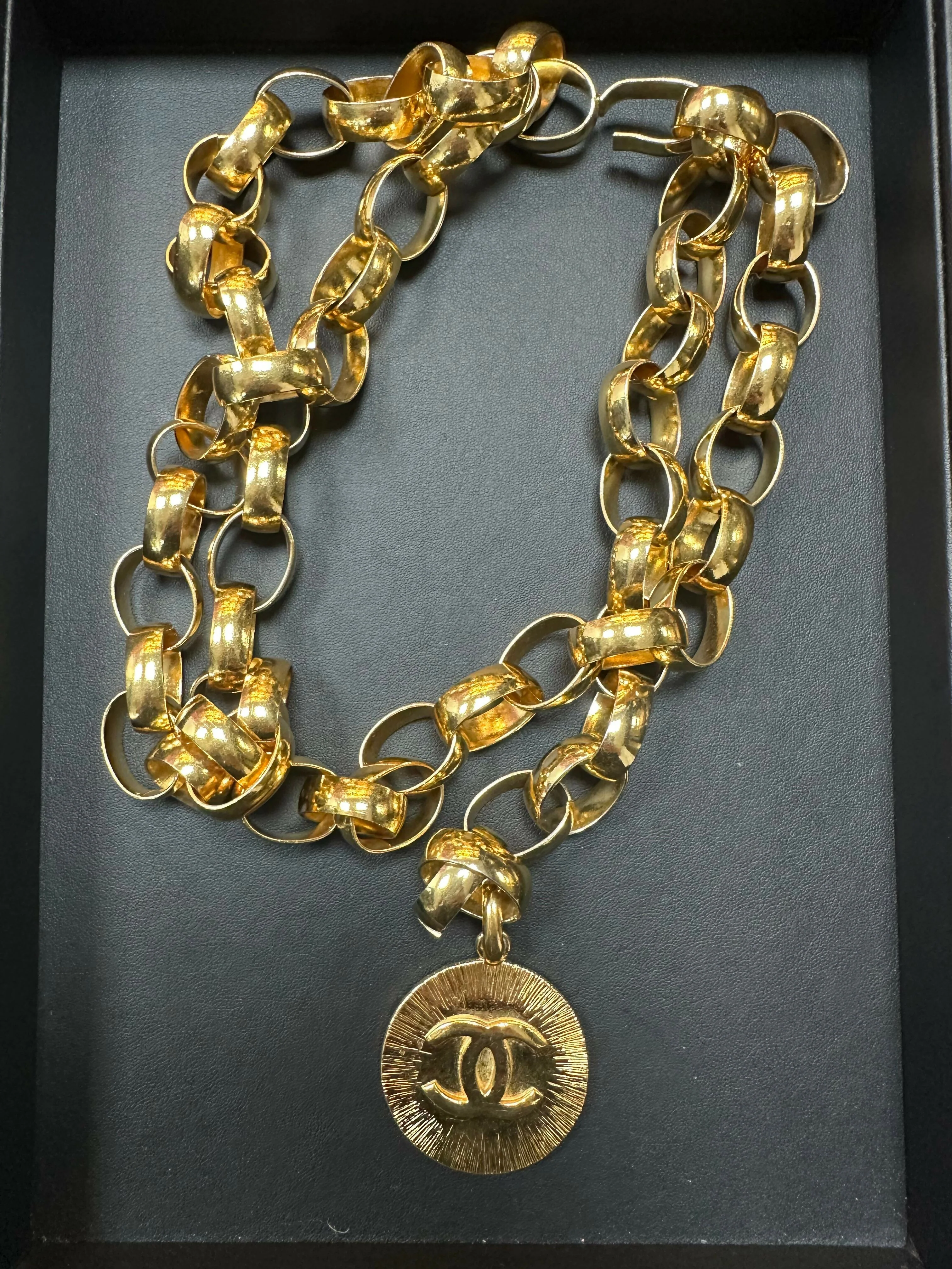 Chanel Vintage 54-71 Gold Plated Chain Belt Gold Tone Waist Chain