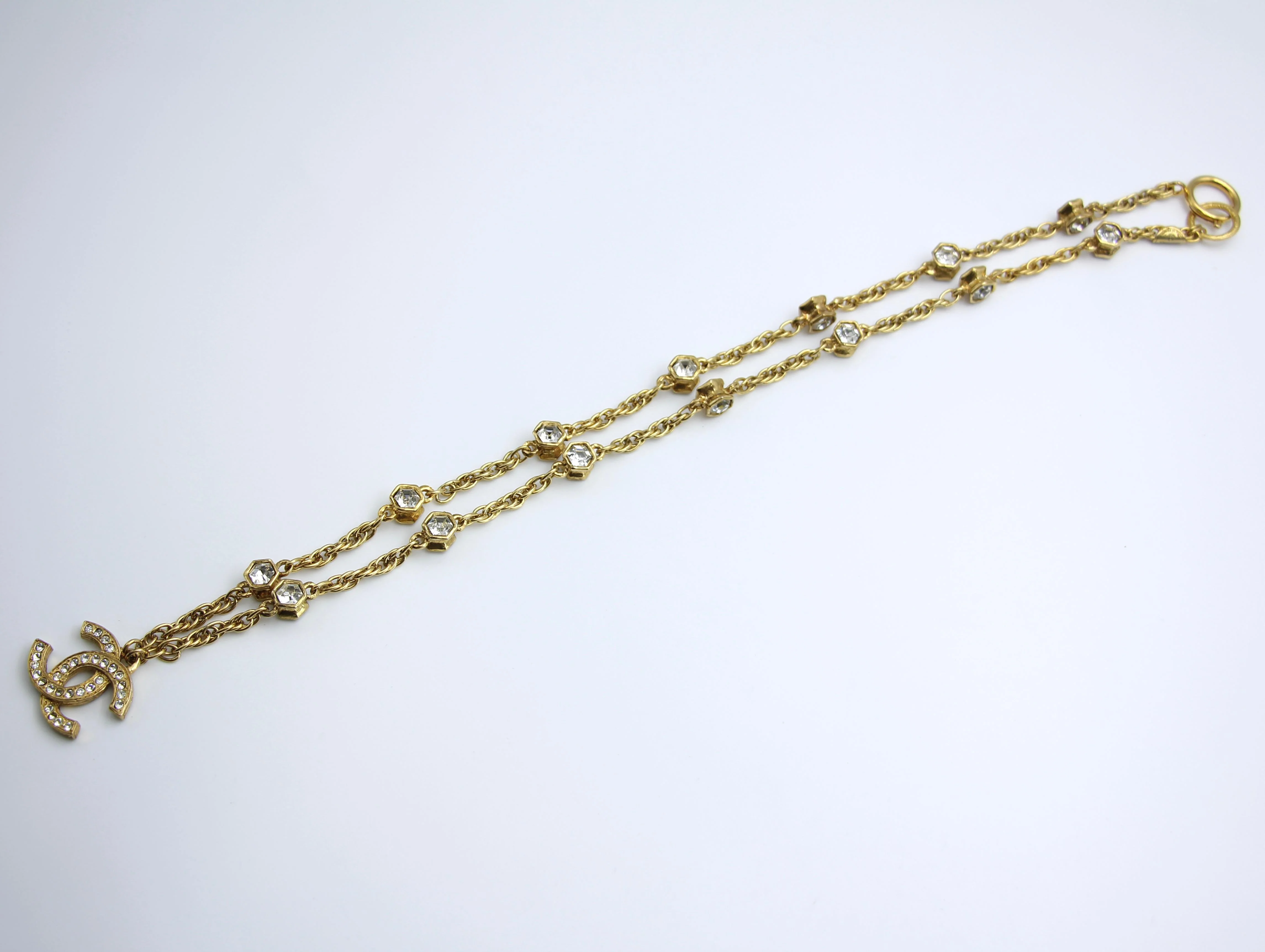 Chanel Vintage 71 80 Years Multi-Grain Rhinestone Double-Sided Rhinestone Double C Long Necklace - Image 13