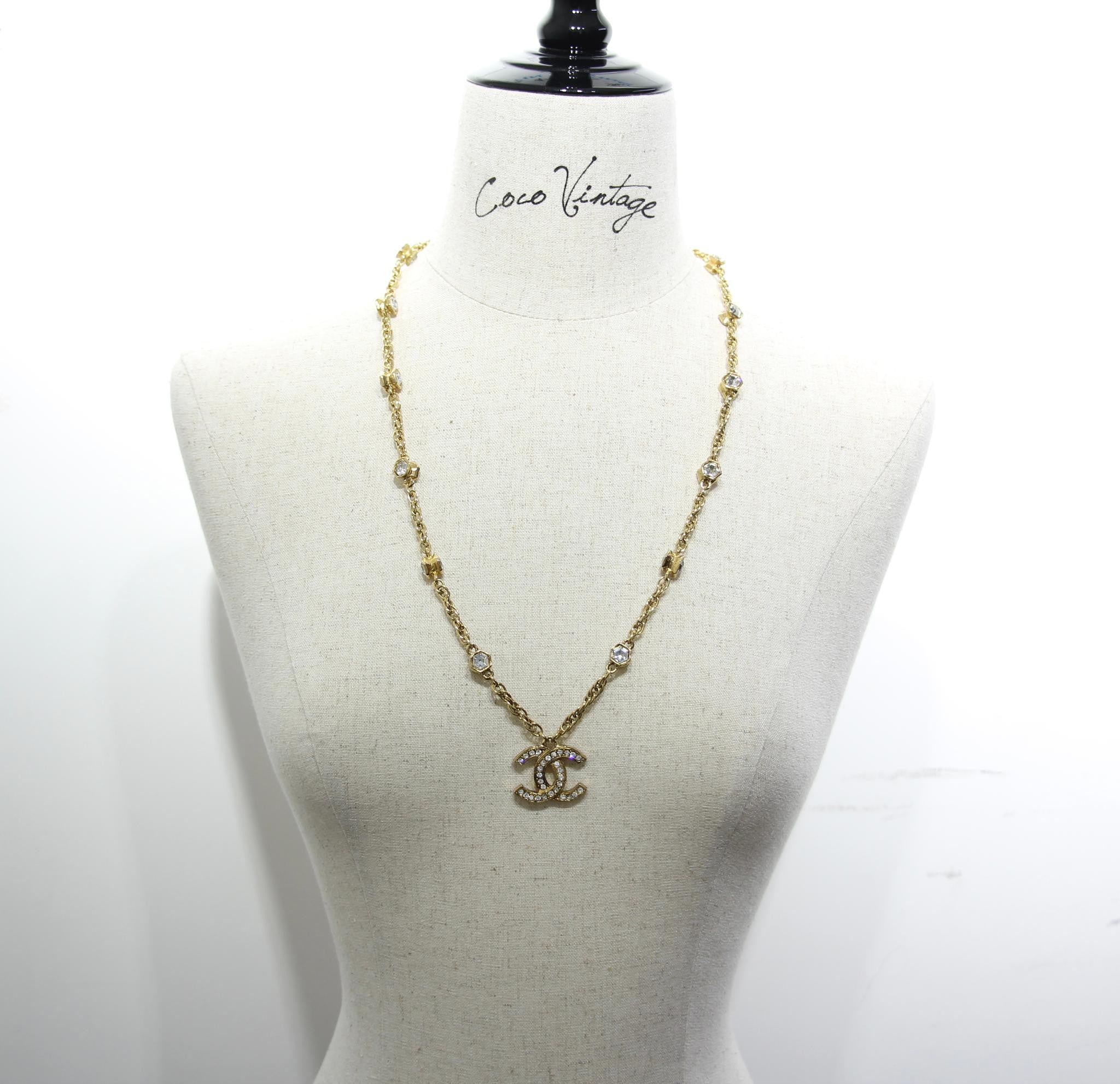 Chanel Vintage 71 80 Years Multi-Grain Rhinestone Double-Sided Rhinestone Double C Long Necklace - Image 8