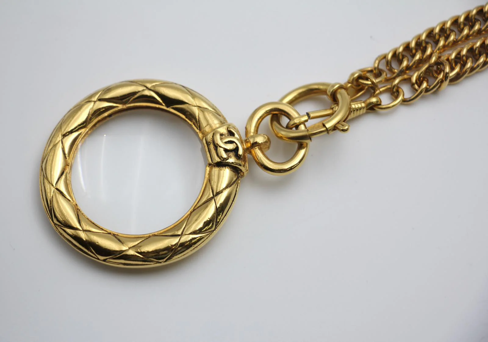 Chanel Vintage 81 85 Gold-Plated Glass Mirror Long Necklace - Image 11