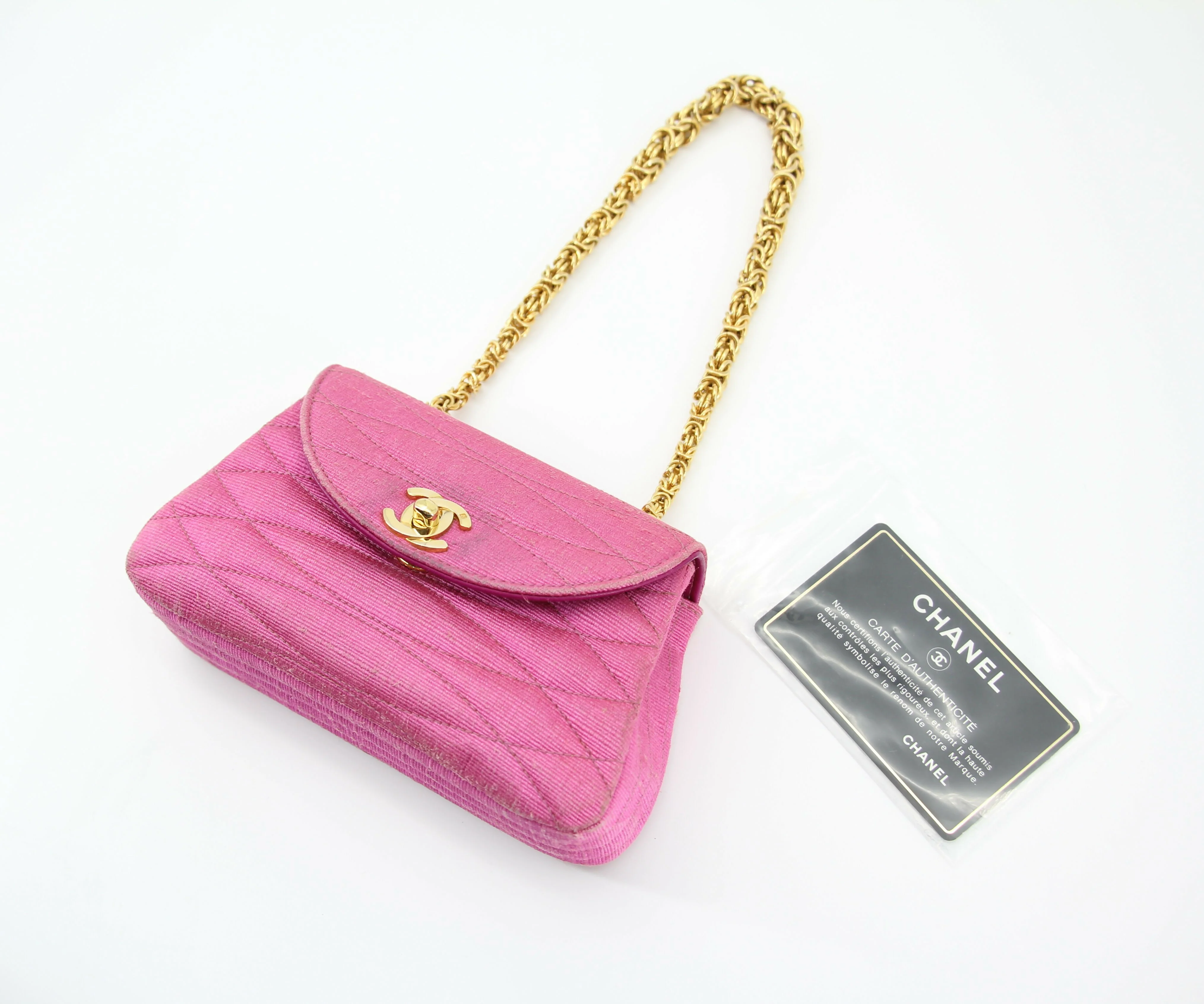 Chanel Vintage 92 Canvas Purple Pink Quilted Chain Crossbody Bag - Image 7