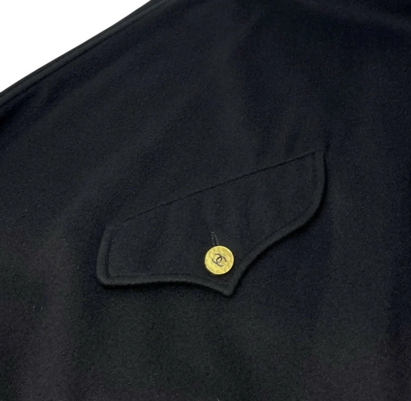Chanel Vintage 94A Black Oversized Cashmere Long Jacket Coat FR 36 - Image 8