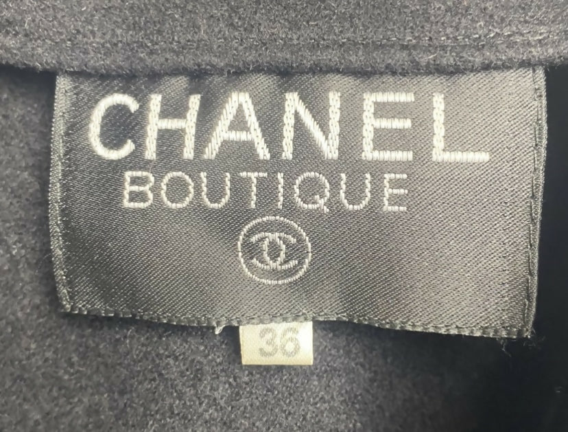 Chanel Vintage 94A Black Oversized Cashmere Long Jacket Coat FR 36 - Image 9