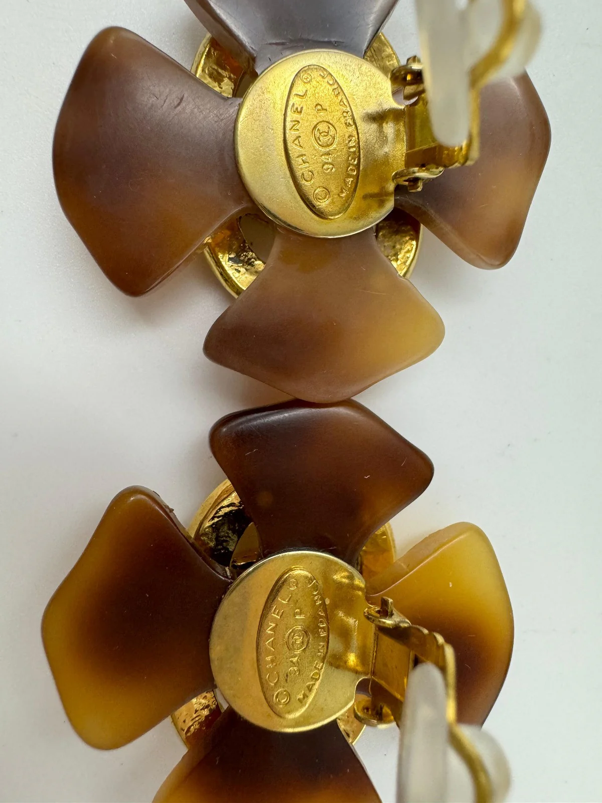 Chanel Vintage 94P Tortoise Brown Large Cc Earrings - Image 13