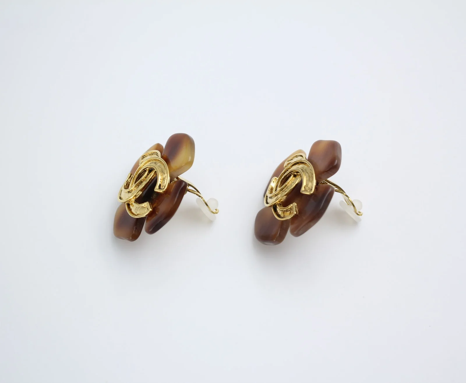 Chanel Vintage 94P Tortoise Brown Large Cc Earrings - Image 9