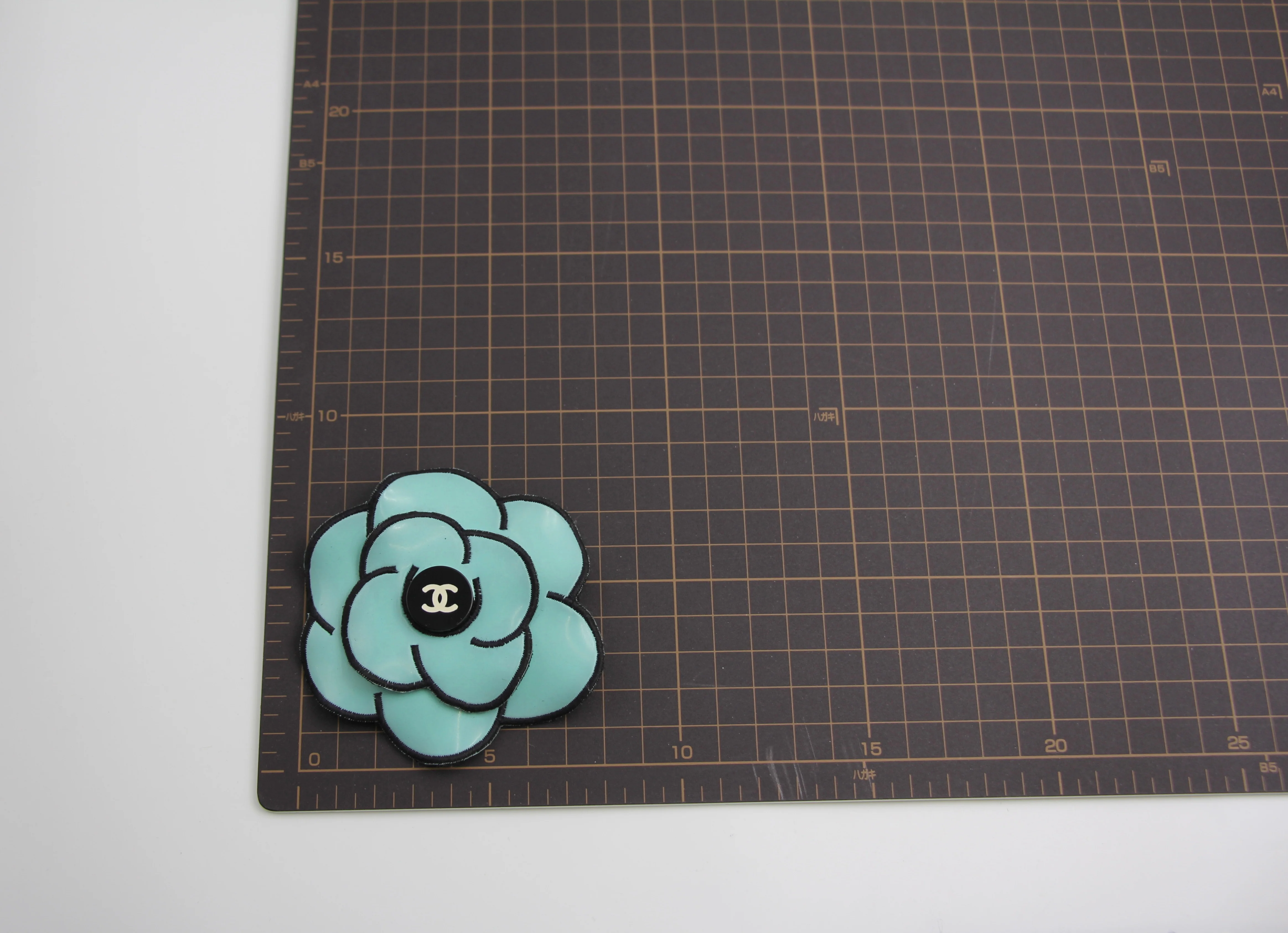 Chanel Vintage 95 Light Blue Embroidered Camellia Brooch - Image 15