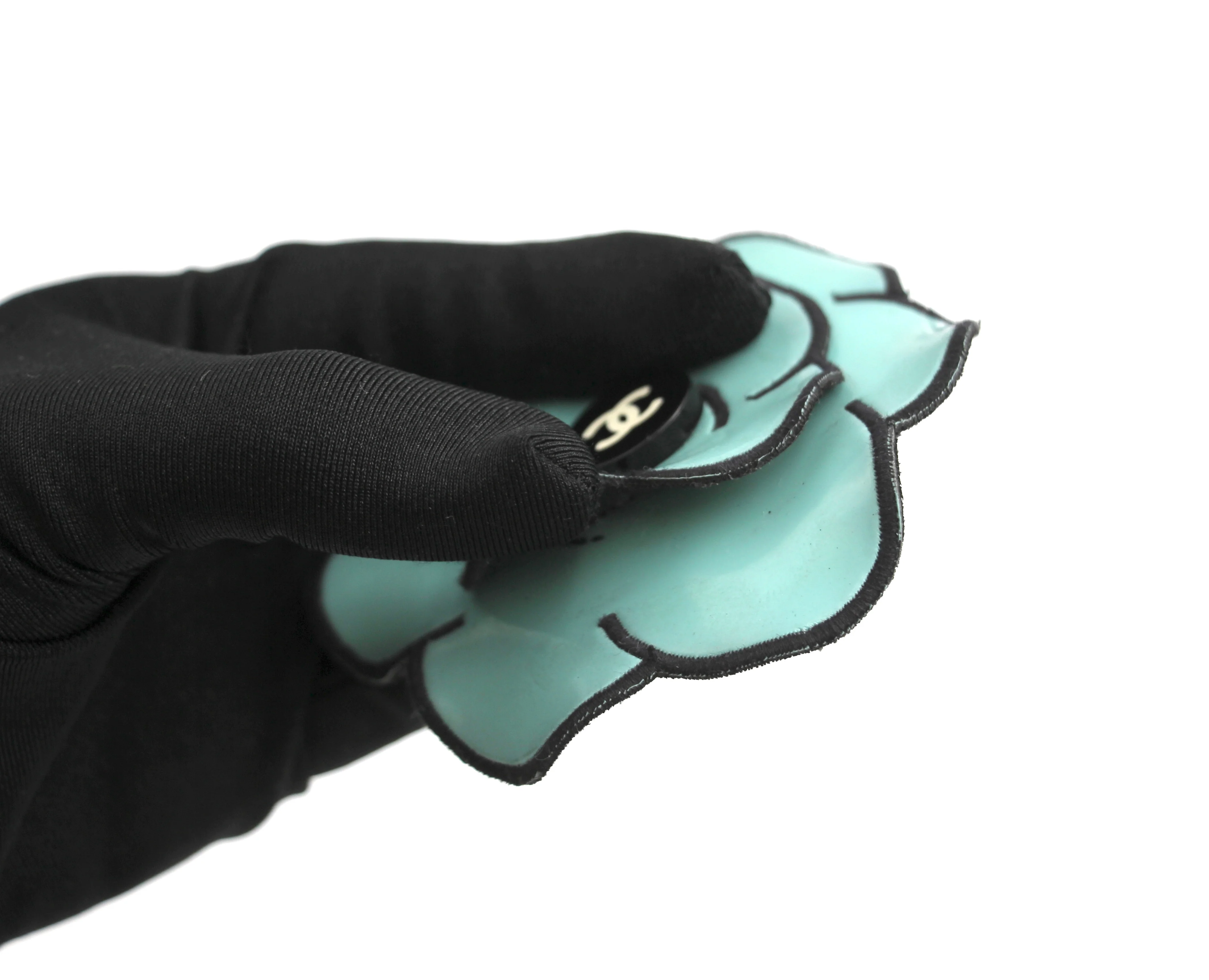 Chanel Vintage 95 Light Blue Embroidered Camellia Brooch - Image 6