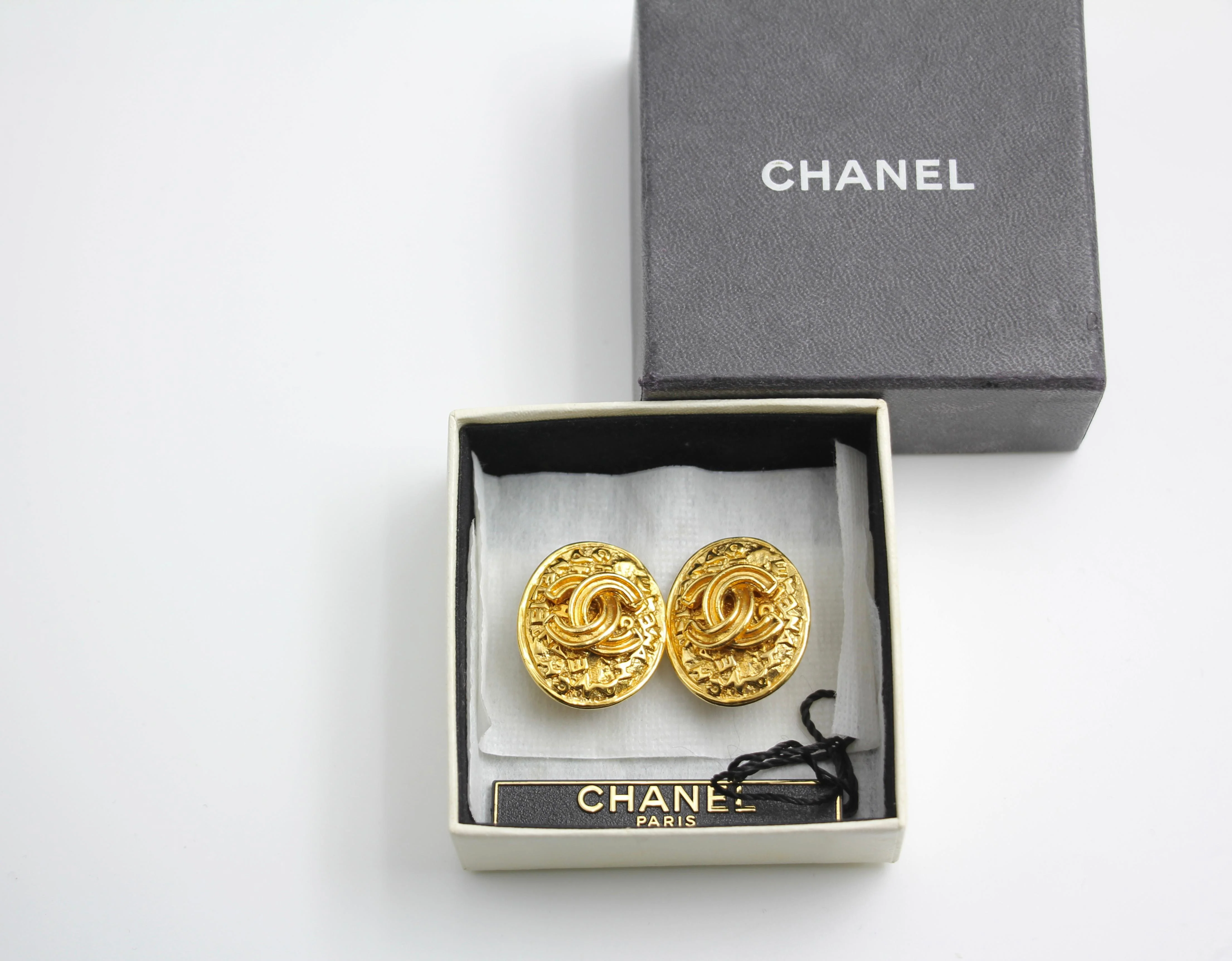 Chanel Vintage 95A Gold Plated Egg Shaped Earrings