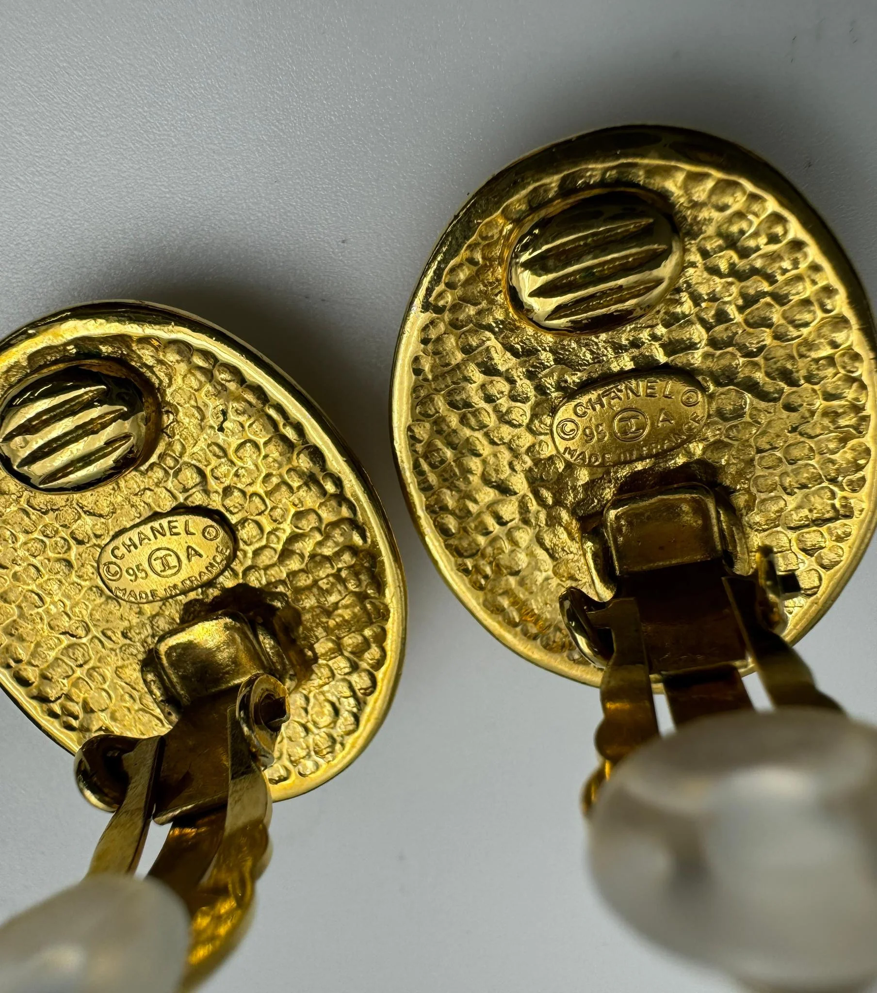 Chanel Vintage 95A Gold Plated Egg Shaped Earrings - Image 8