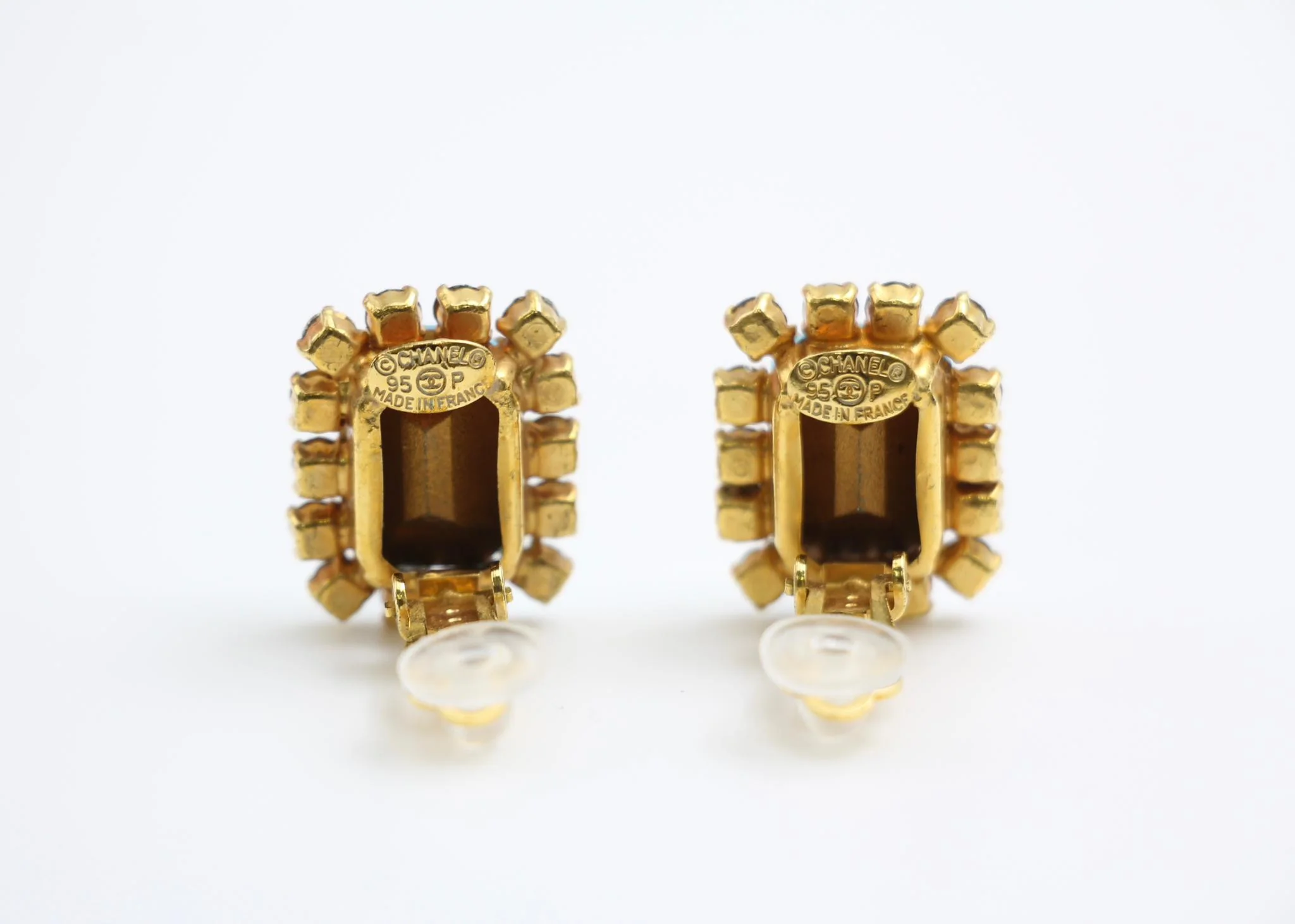 Chanel Vintage 95P Light Blue Rhinestone Barbie Earrings - Image 5