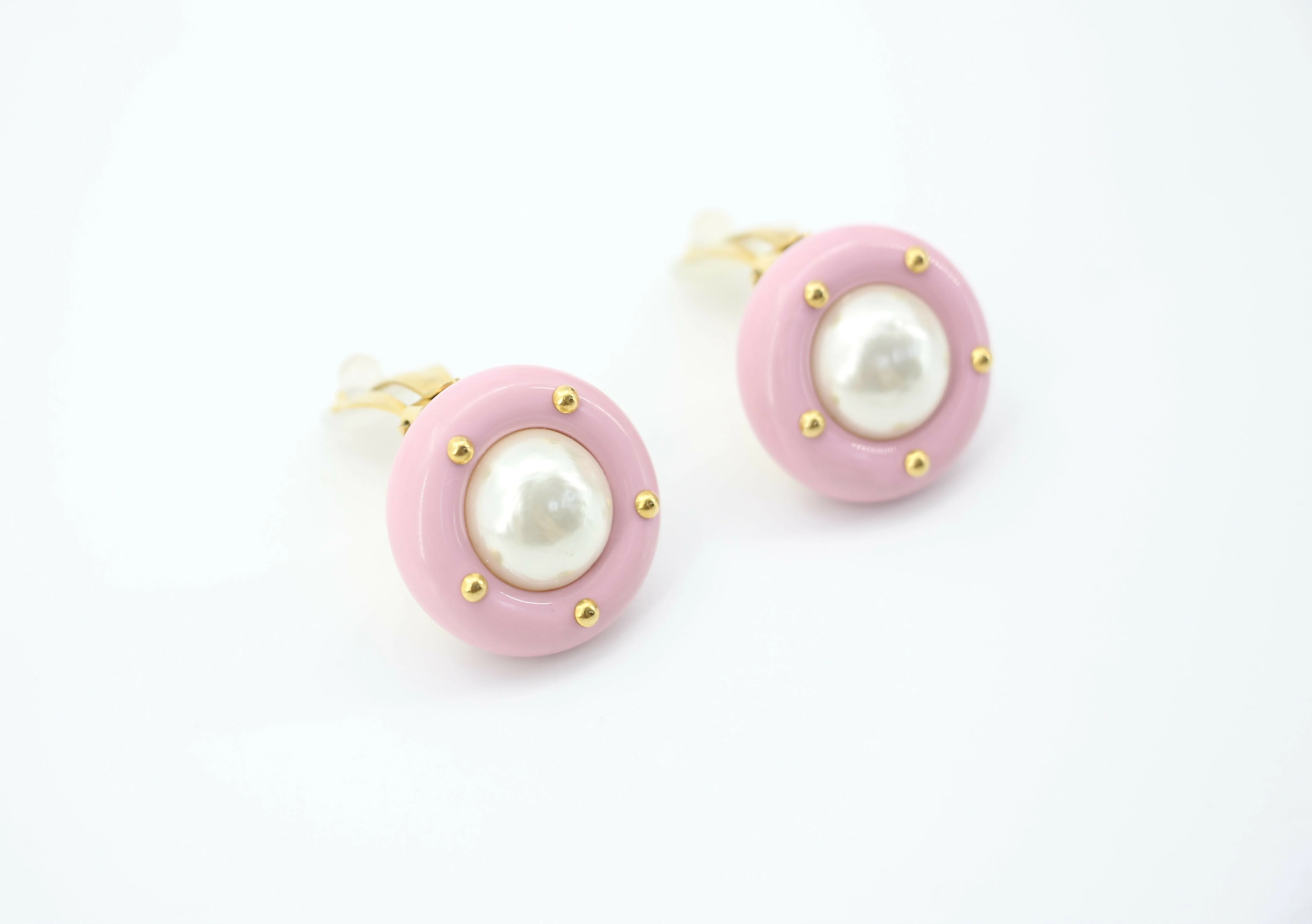 Chanel Vintage 96C Imitation Pearl Blush Pink Clip-on Earrings