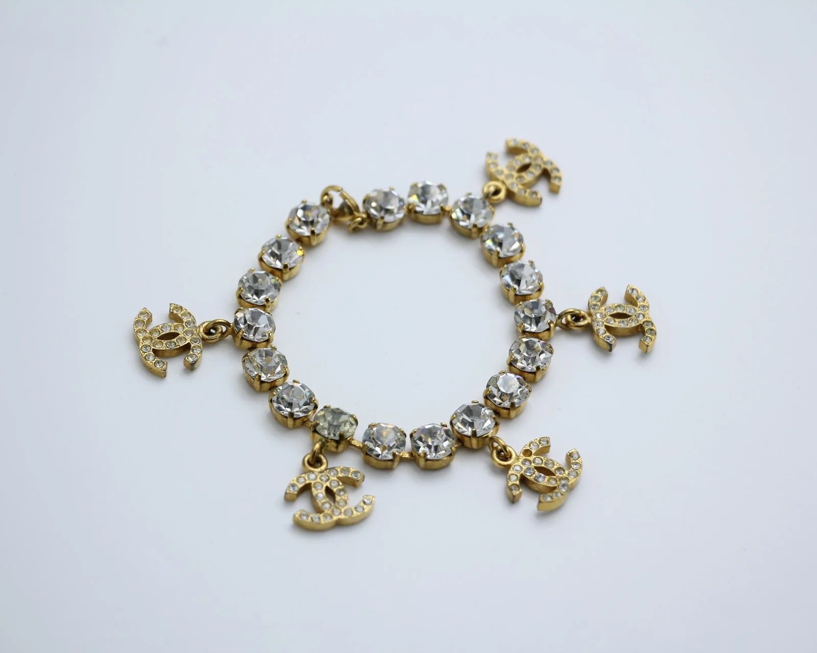 Chanel Vintage 96P Rhinestone Five Cc Bracelet - Image 10