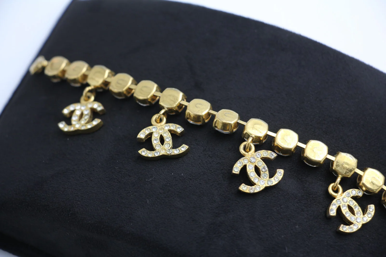 Chanel Vintage 96P Rhinestone Five Cc Bracelet - Image 12