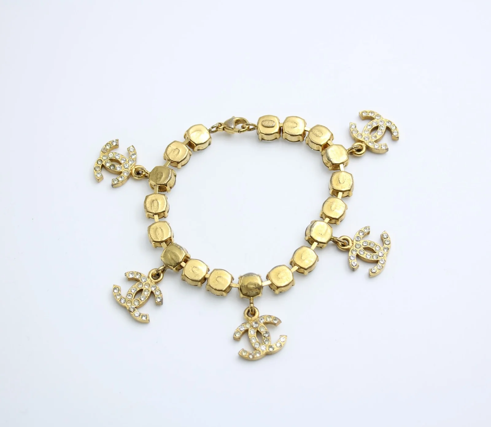 Chanel Vintage 96P Rhinestone Five Cc Bracelet - Image 2