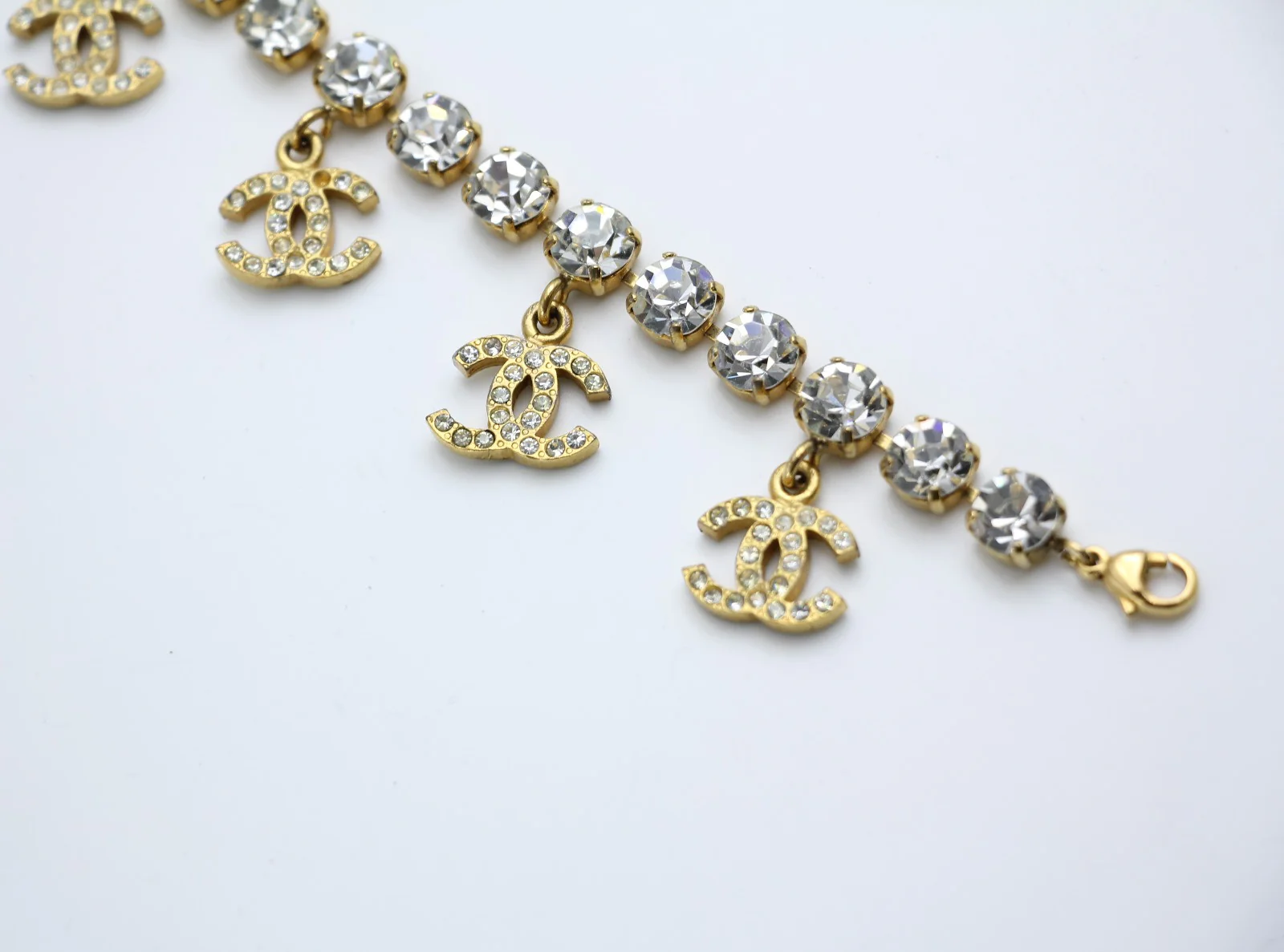 Chanel Vintage 96P Rhinestone Five Cc Bracelet - Image 3