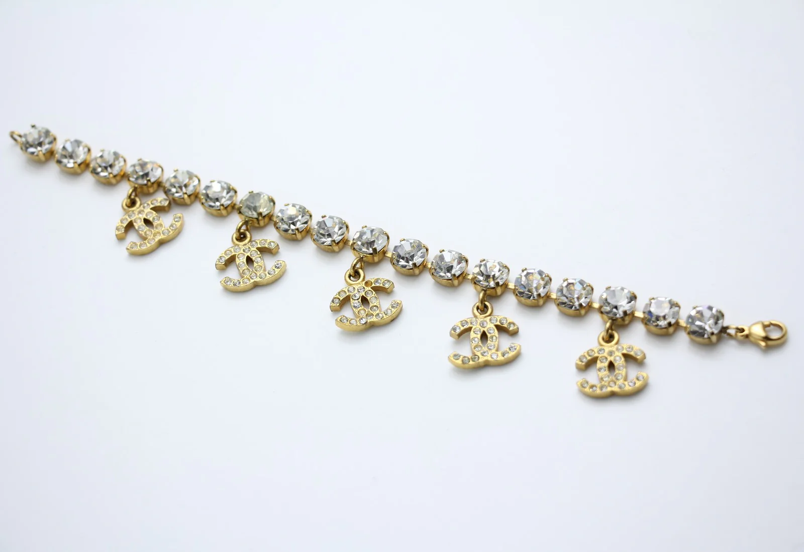 Chanel Vintage 96P Rhinestone Five Cc Bracelet - Image 5