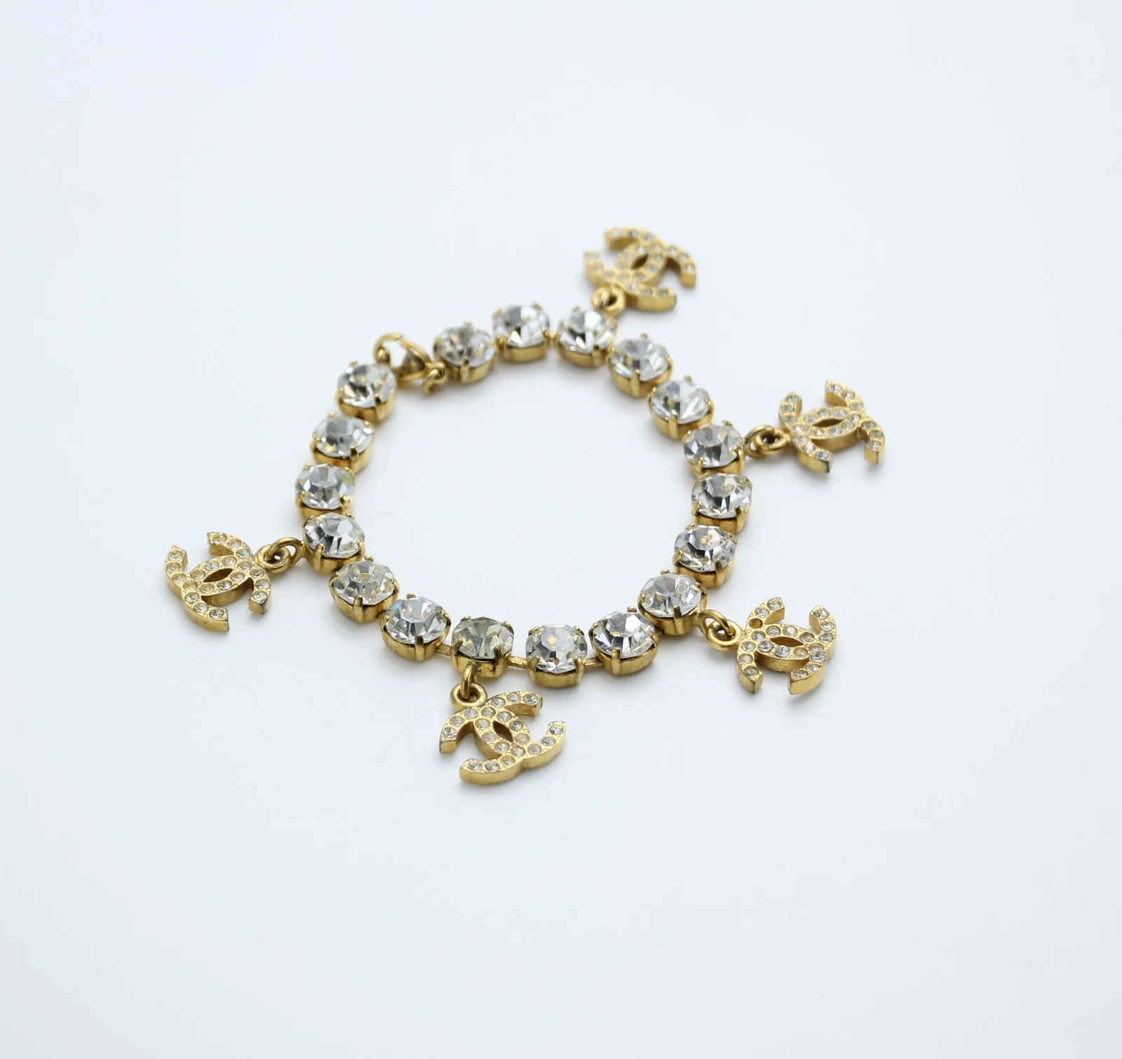 Chanel Vintage 96P Rhinestone Five Cc Bracelet - Image 6