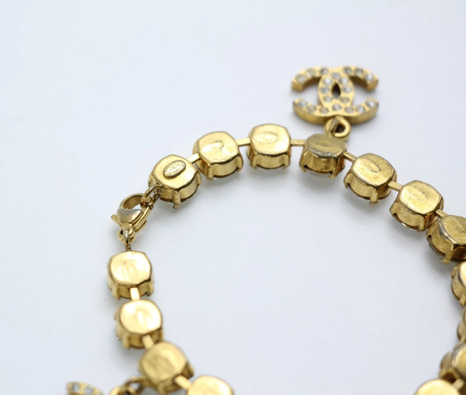 Chanel Vintage 96P Rhinestone Five Cc Bracelet - Image 9