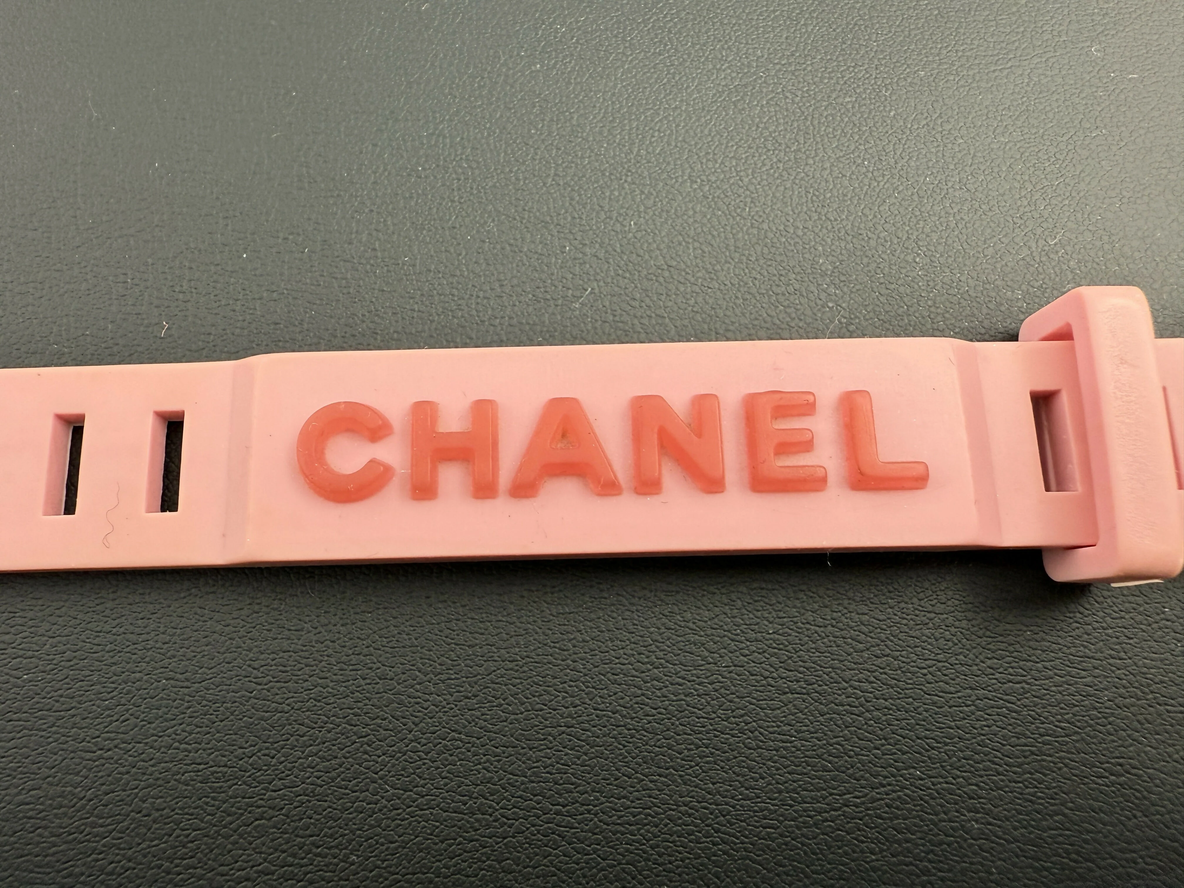 Chanel Vintage 99P Rubber Pink with Peach Wording Bracelet - Image 3