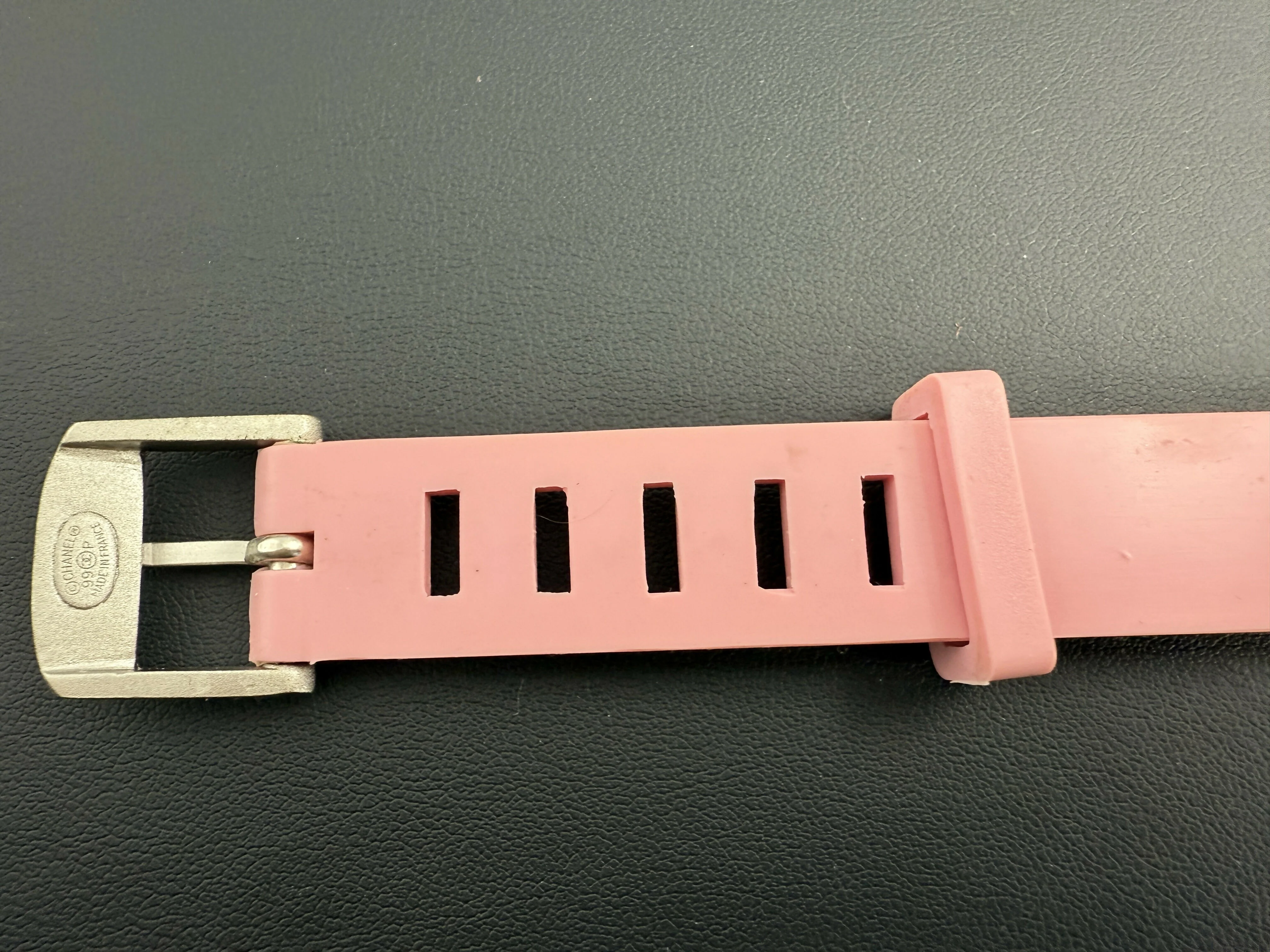 Chanel Vintage 99P Rubber Pink with Peach Wording Bracelet - Image 6