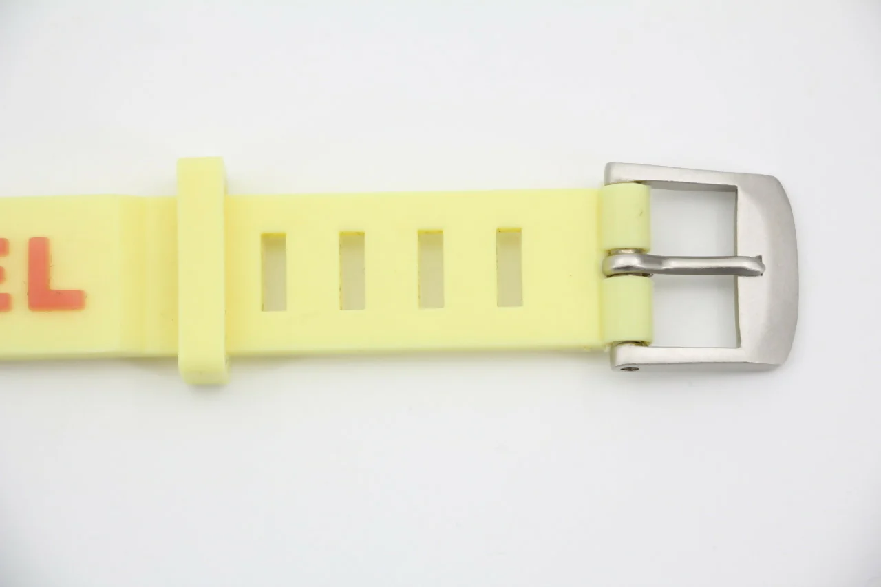 Chanel Vintage 99P Rubber Yellow with Orange Lettering Bracelet - Image 3