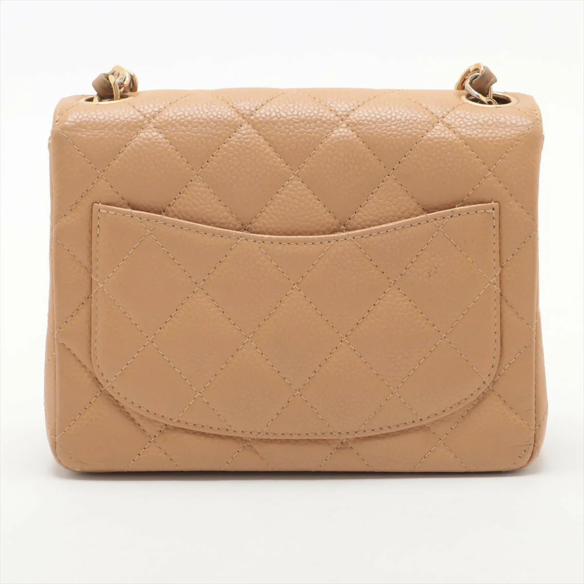 Chanel Vintage Beige Caviar Mini Classic Square Flap Shoulder Bag - Image 2