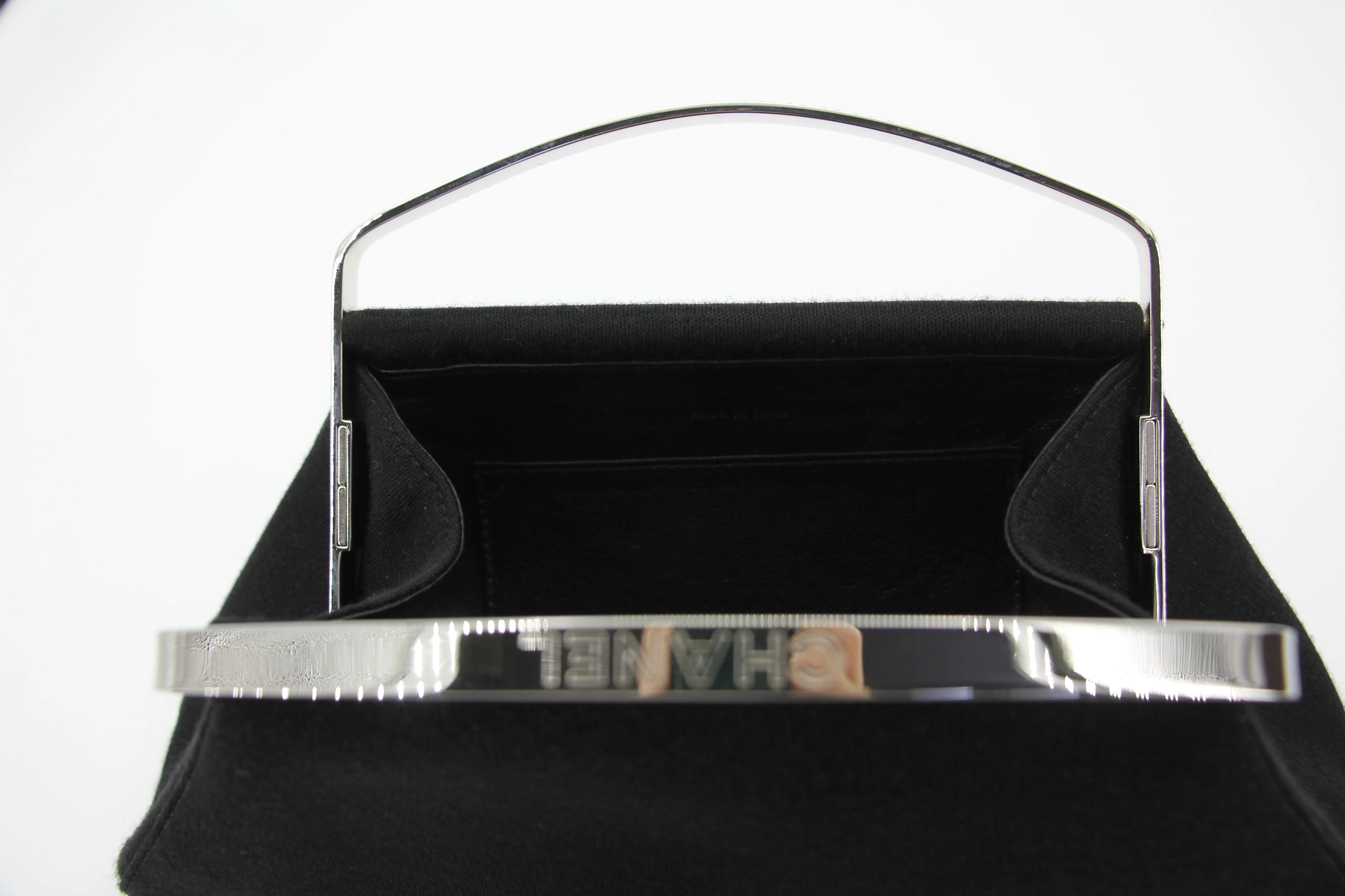 Chanel vintage black clutch with silver hardware handle - Image 21