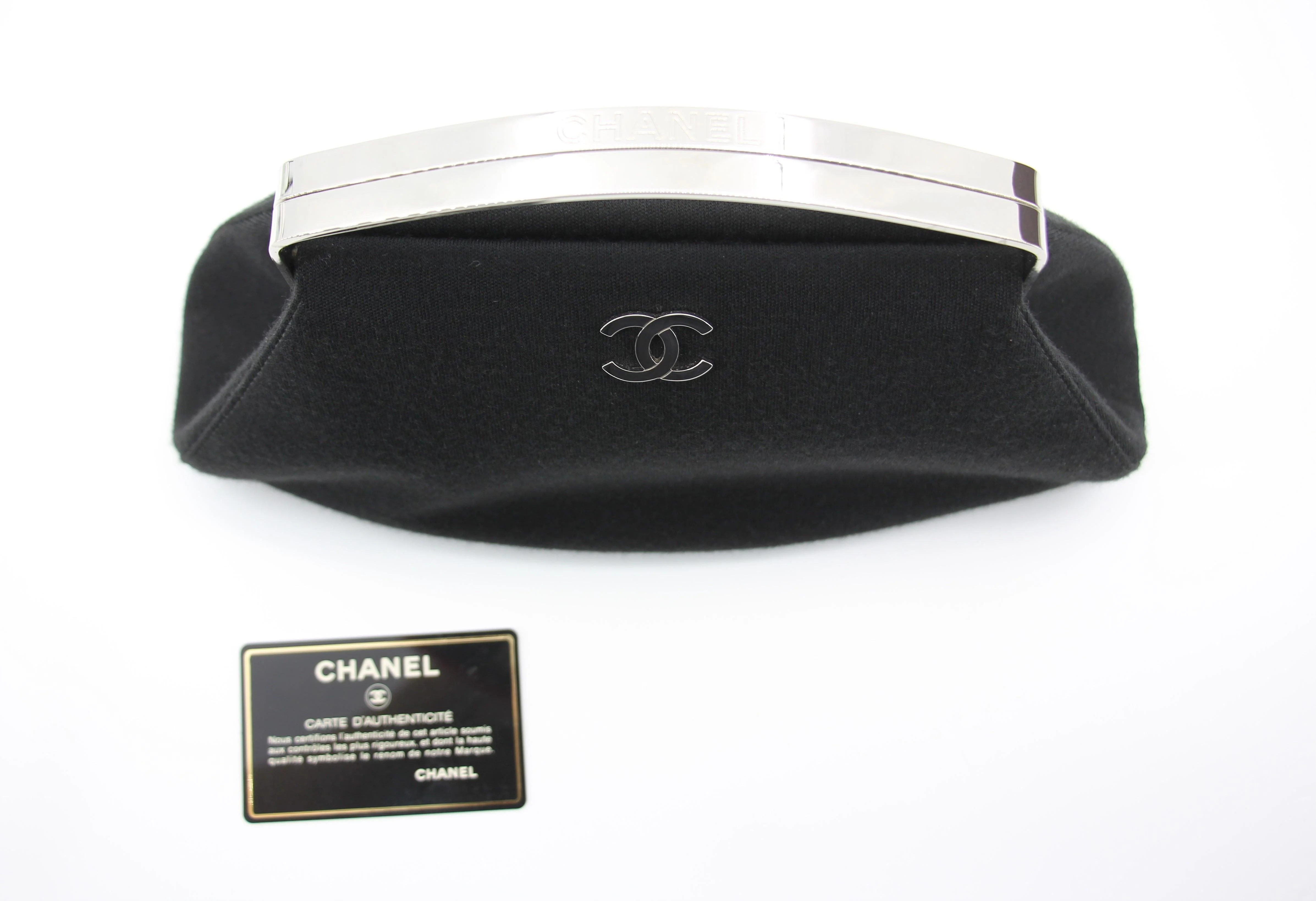 Chanel vintage black clutch with silver hardware handle - Image 3