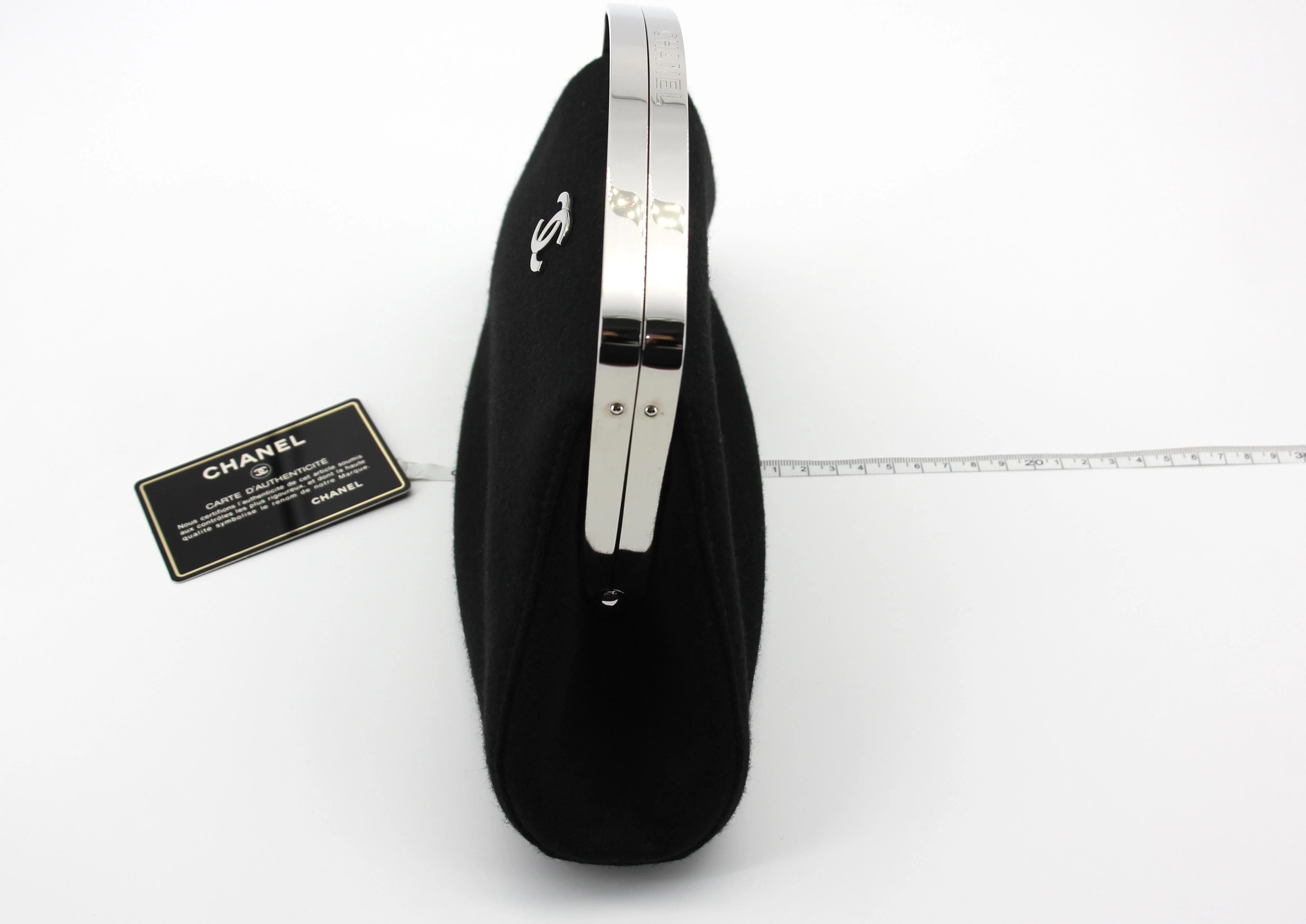 Chanel vintage black clutch with silver hardware handle - Image 7