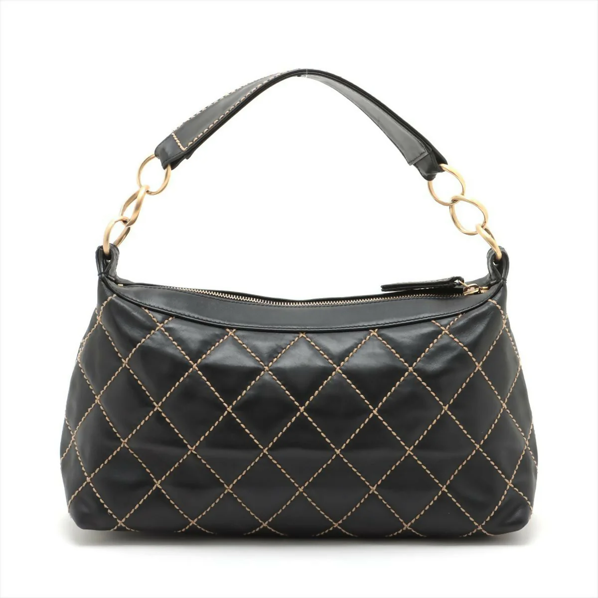 Chanel Vintage Black Lambskin Leather Handbag with Gold Hardware - Image 2