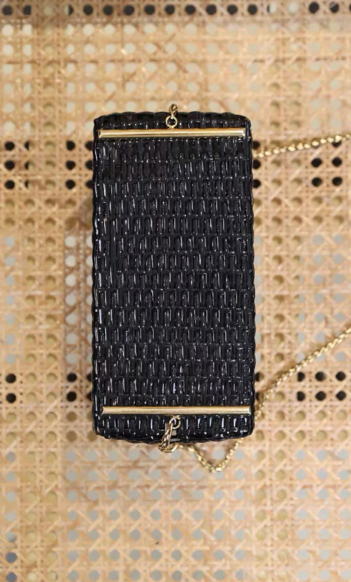 Chanel Vintage Black Wicker CC Picnic Lunch Basket Box Bag Gold Hardware - Image 3