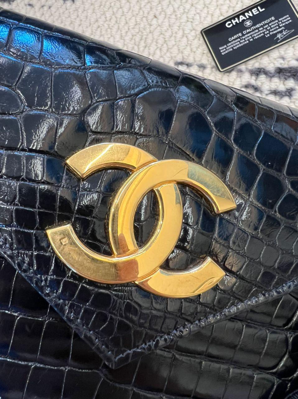 Chanel Vintage Crocodile Enveloppe Flap Bag - Image 7