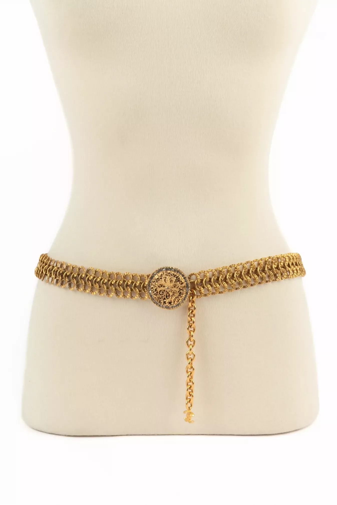 Chanel Vintage Gold Chain Belt with Strass Buckle - Image 2