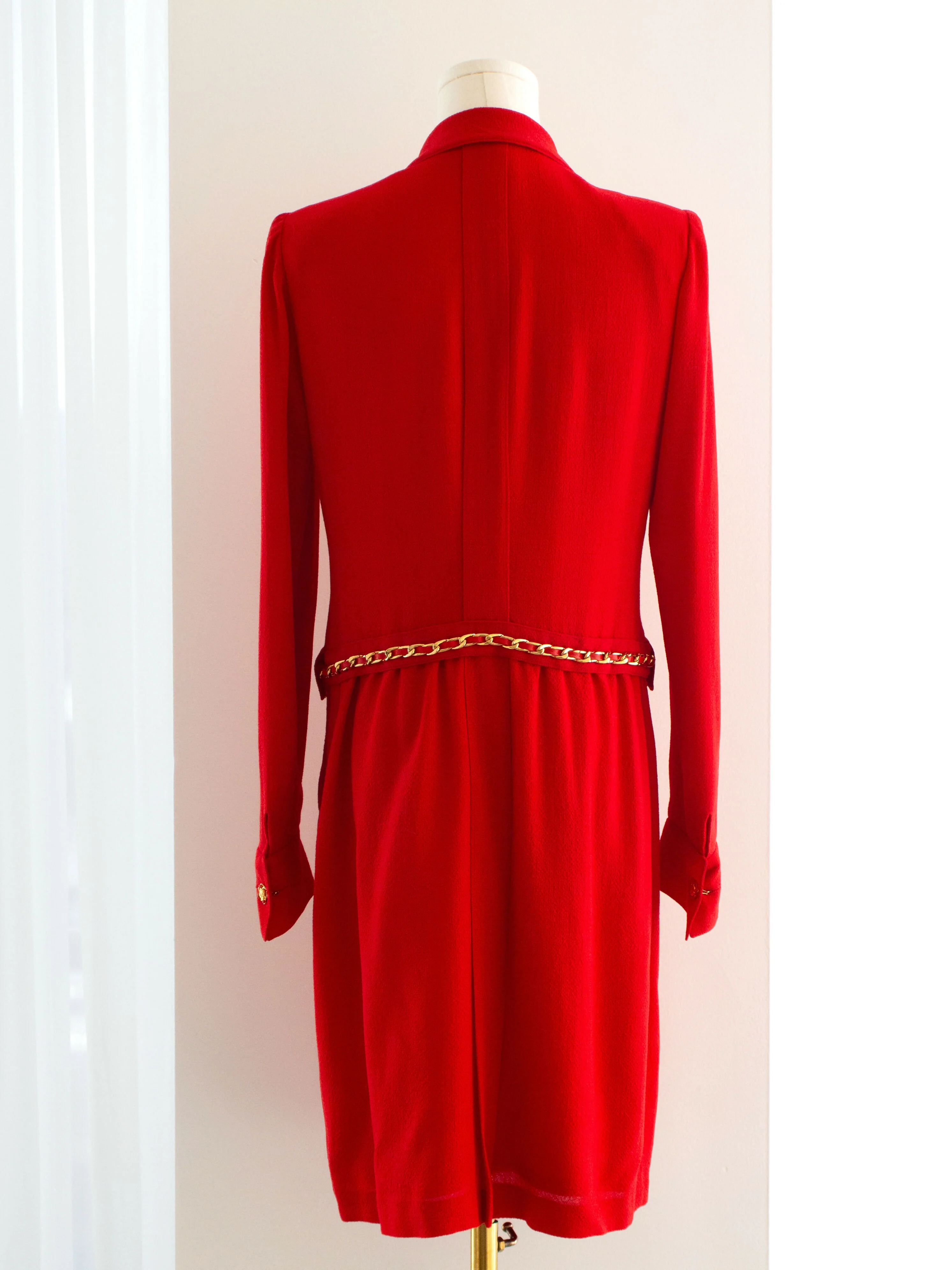 Chanel Vintage Haute Couture Fall/Winter 1988 Red Gold Chain Dress - Image 2